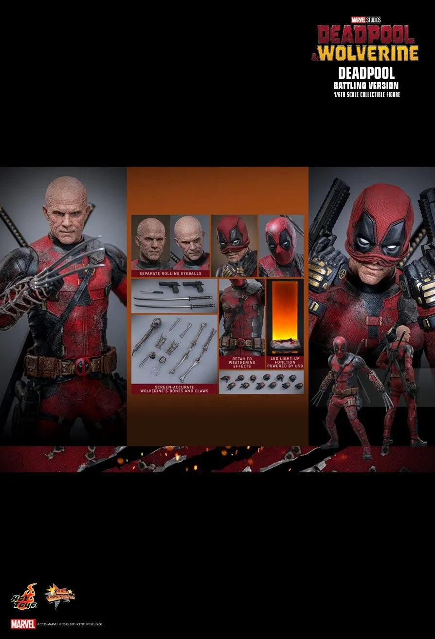 MARVEL DEADPOOL & WOLVERINE DEADPOOL (BATTLING VERSION) MMS782 Action Figure (LICENSED)-HOTTOYS Pre-sale -KWII-GK
