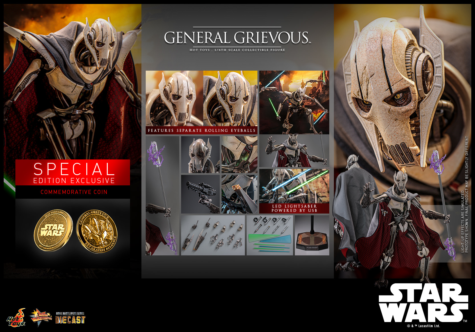 In stock-Star Wars Episode III: Revenge of the Sith General Grievous MMS760D67 - MMS760D67B (Licensed) Statue(GK) -Hottoys-KWII-GK