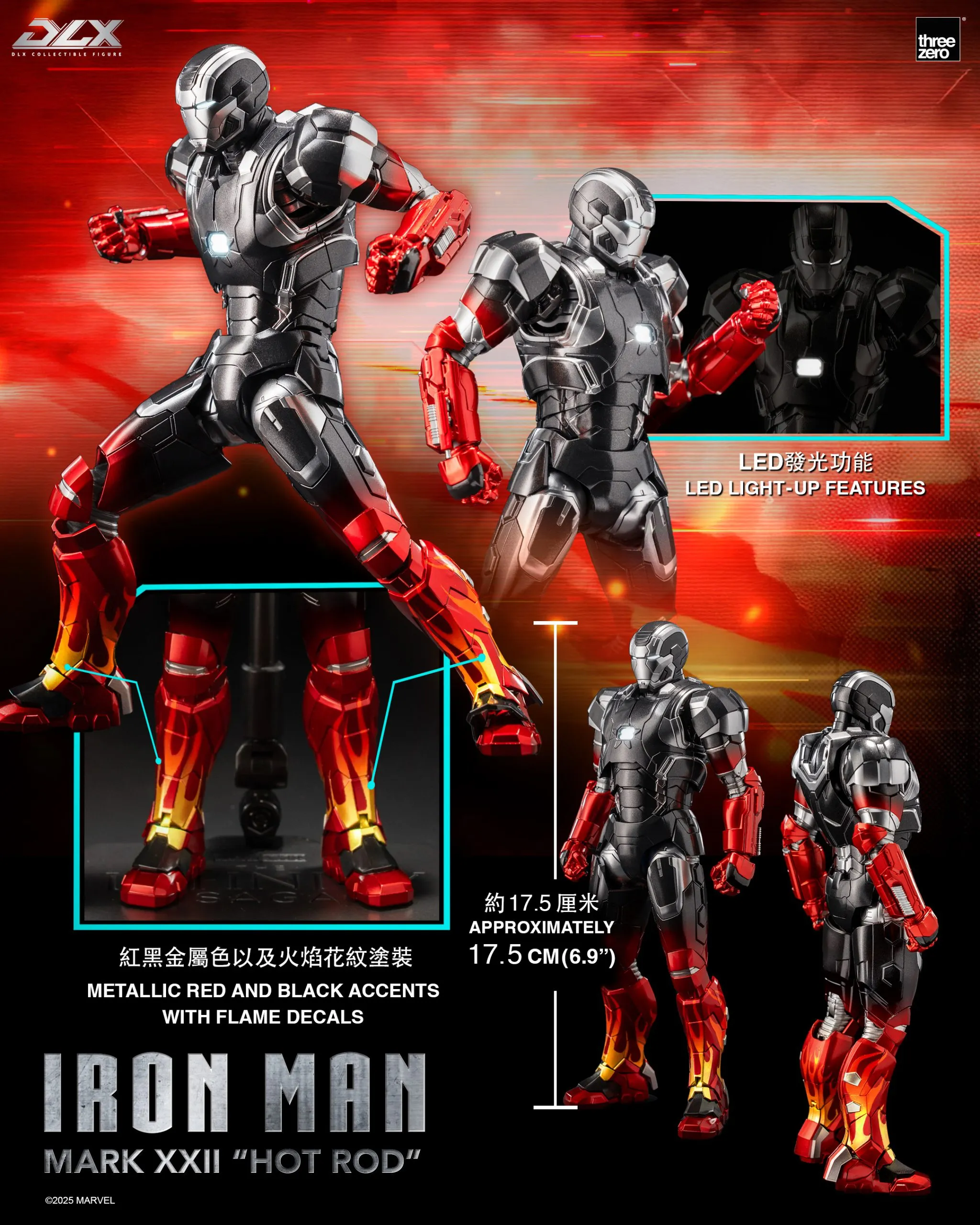 MARVEL DLX IRON MAN MARK 22 HOT ROD 3Z0945C0 Action Figure(LICENSED)-THREEZERO Pre-sale