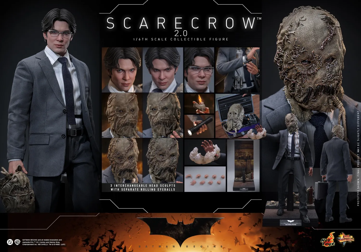  Scarecrow 2.0 Batman Begins 1/6 Scale Collectible Action Figure MMS801 (Licensed)-Hottoys 