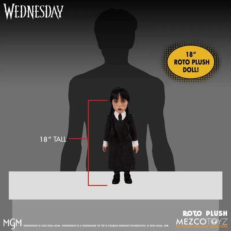 Mezco Studio - Roto Plush The Addams Family TV Series Wednesday Action Figure (Licensed)