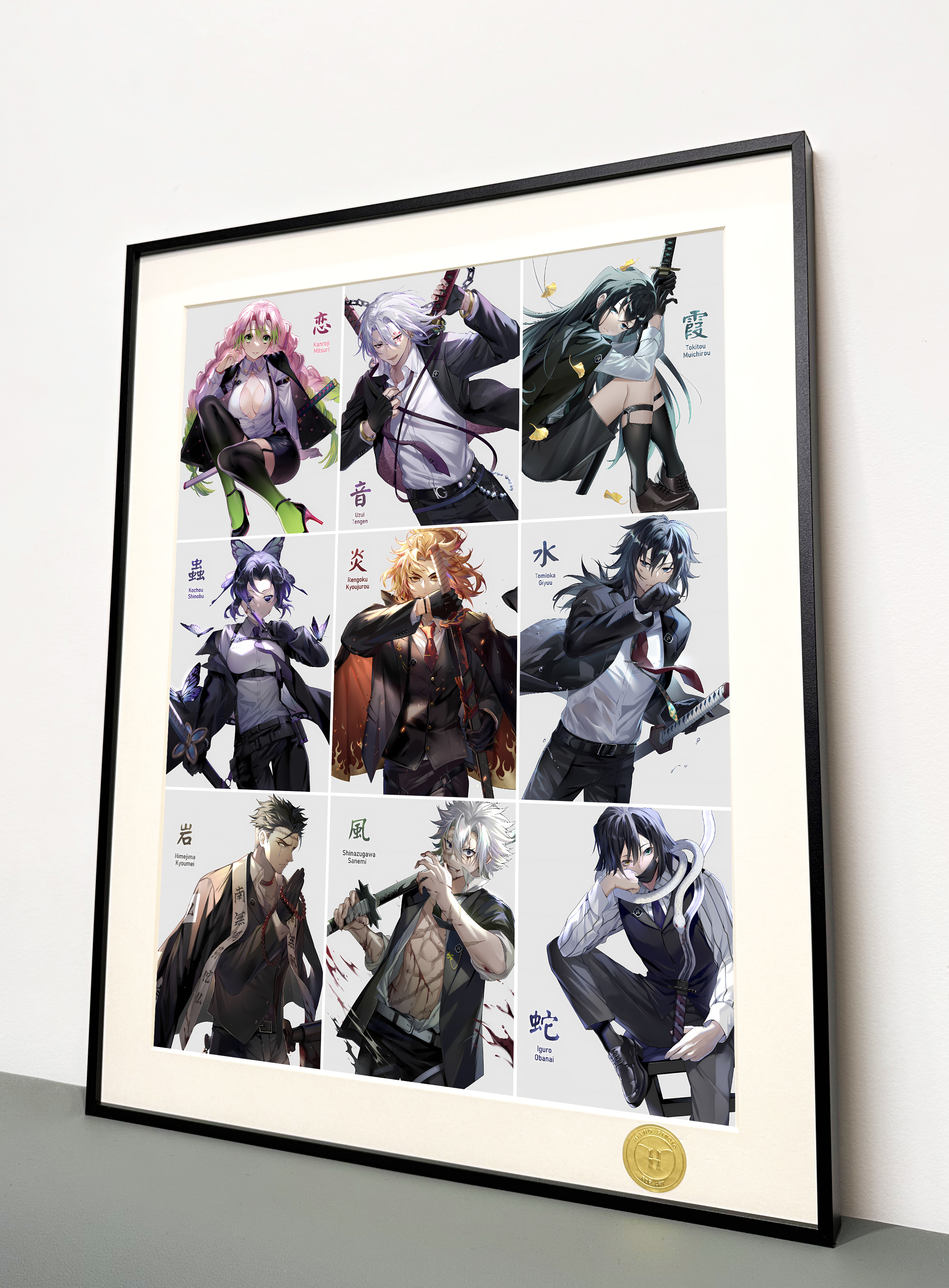 In stock Demon Slayer Tomioka Giyu, Kanroji Mitsuri, Flame Pillar, Kocho Shinobu, decorative painting Frame size 50×40cm-KWII-GK