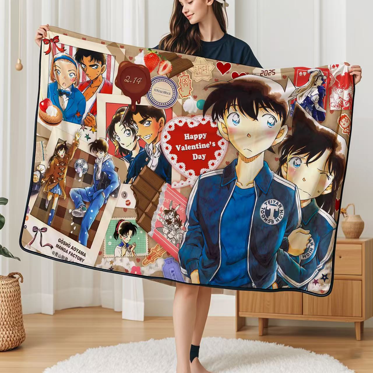 Detective Conan, Xiaolan, Shinichi, Valentine's Day, Kaito Kid, Nap Blanket, Carpet Decoration Painting, In Stock-KWII-GK