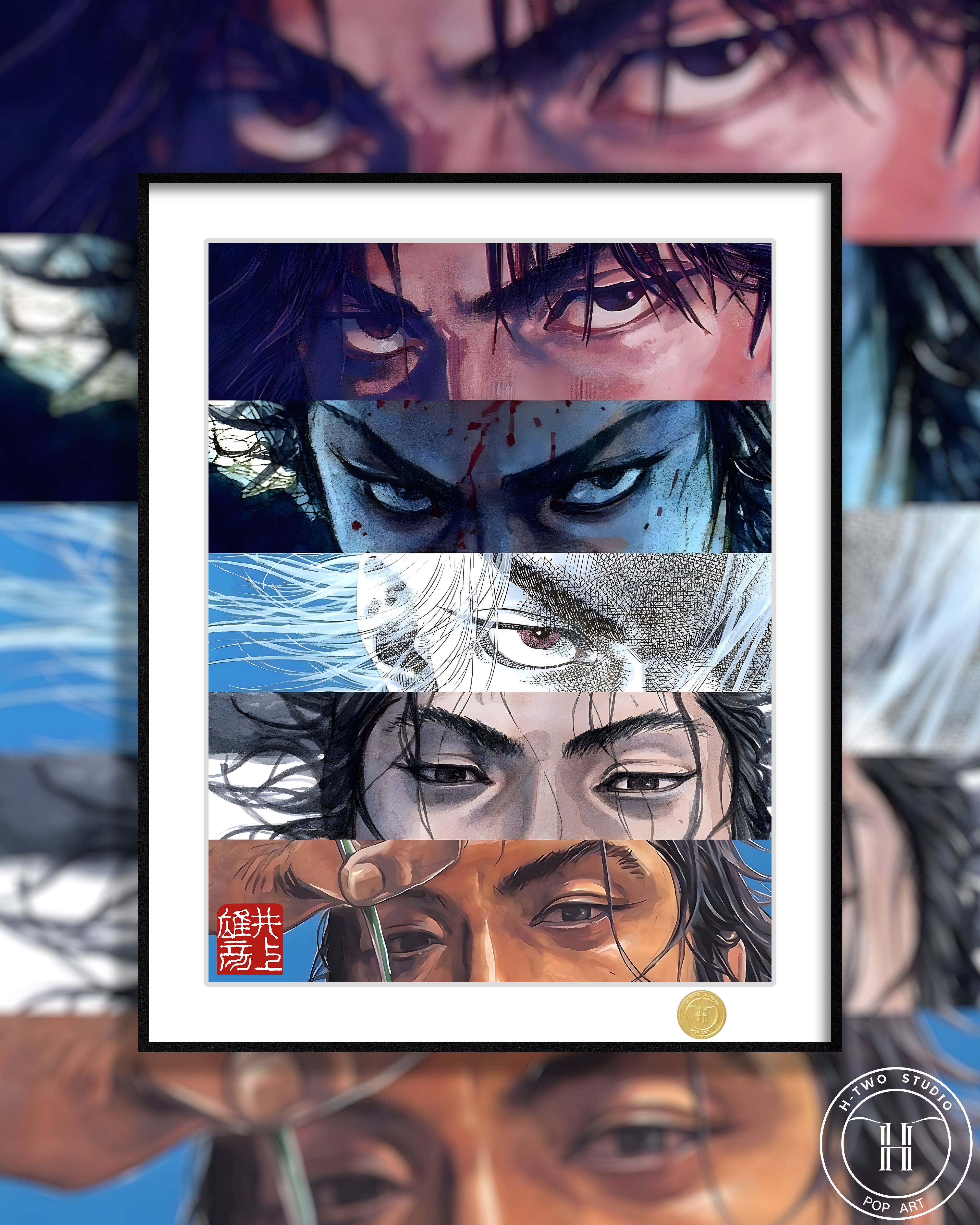 [In stock] "Rurouni Kenshin" Miyamoto Musashi Inoue Takehiko decorative painting Frame size: 50×40cm