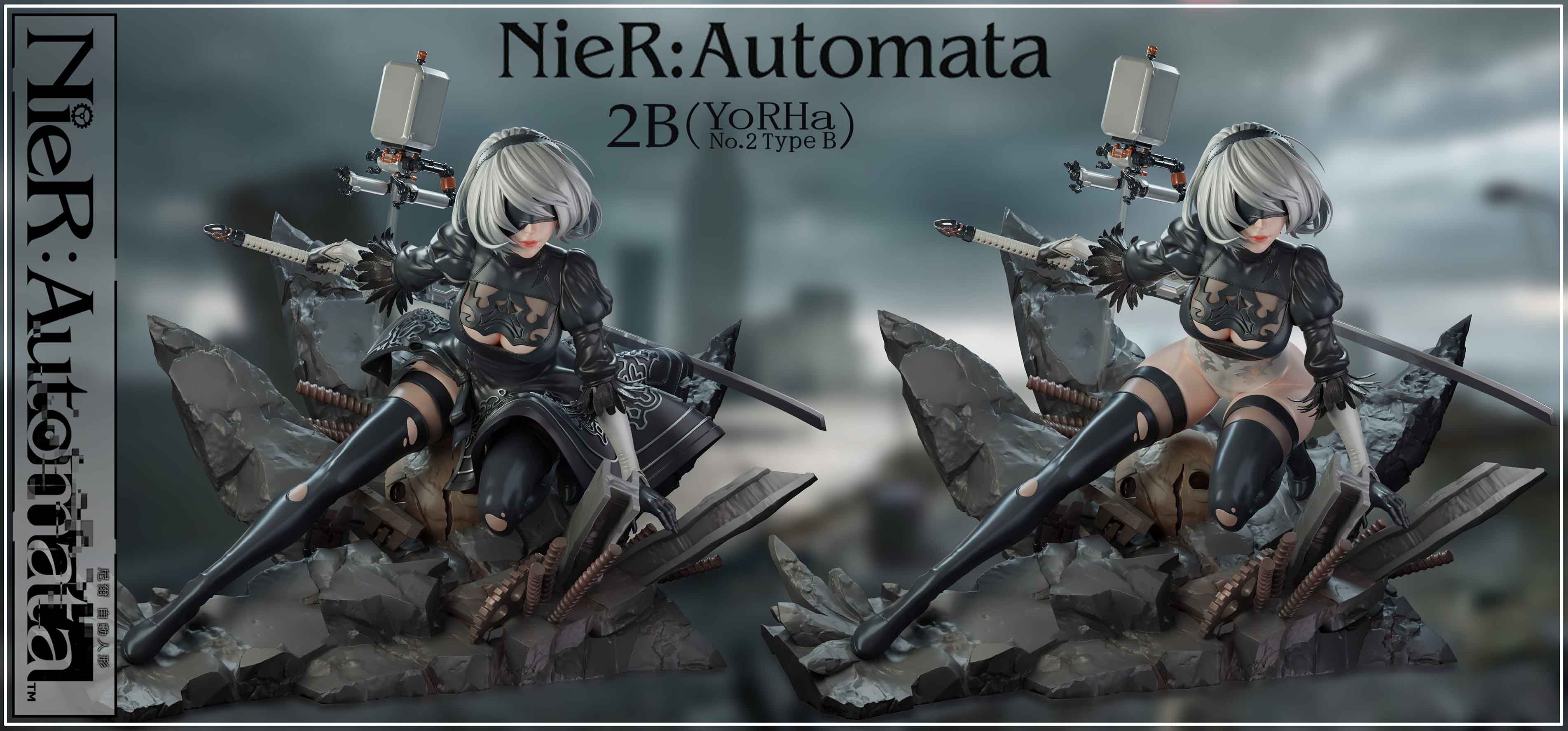 NieR: Automata 2B ,1/4 scale, CROW Studio, statue GK18+ pre-sale
