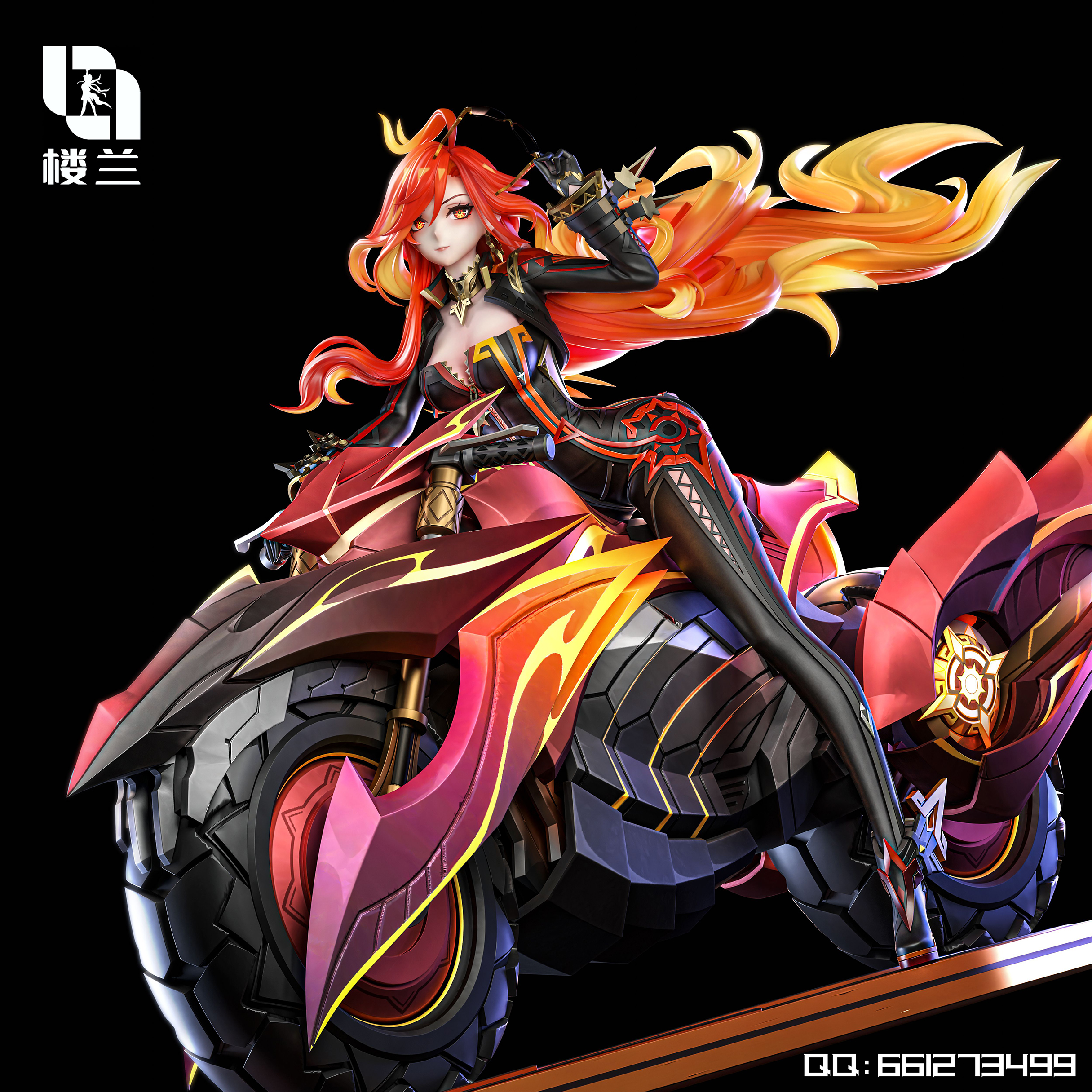 Genshin Impact Pyro God Motorcycle Mavuika Statue GK Figure (Licensed) -Lou Lan Studio Pre-sale