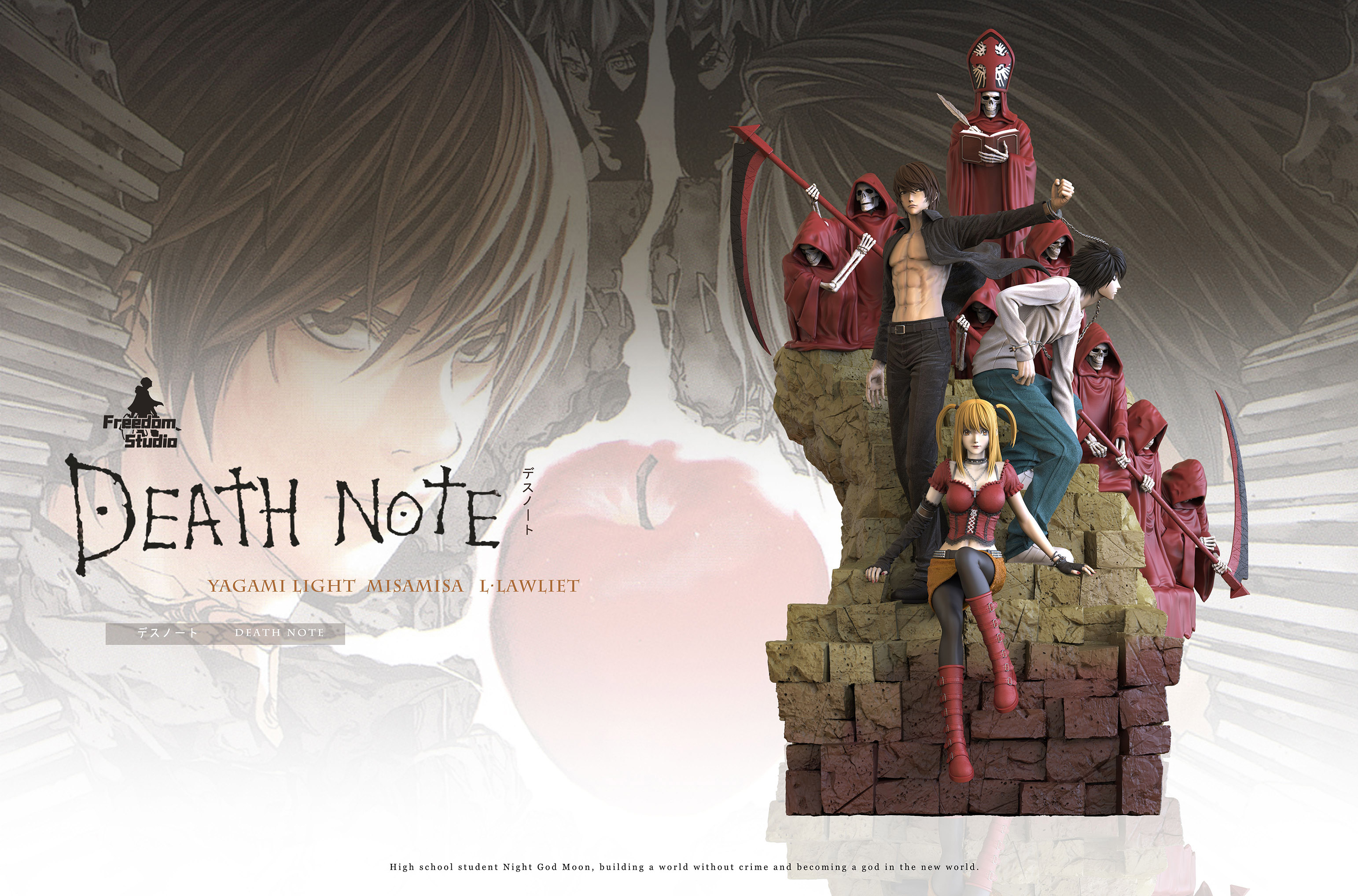 Death Note-Yagami Light & Misamisa & L.Lawlie Statue(GK)Figure-Freedom Studio Pre-sale
