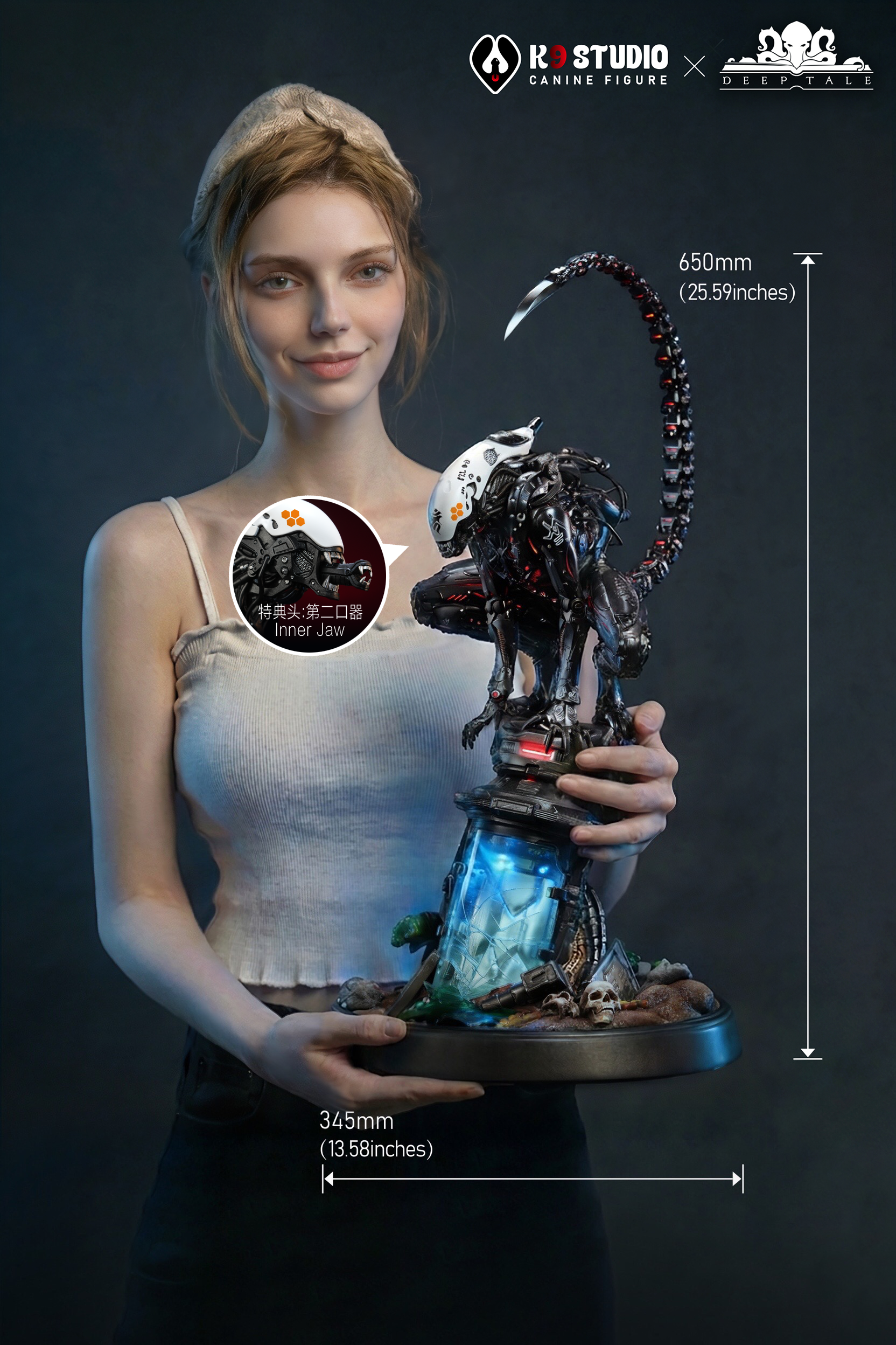K9 Studio × Deep Tale - Mechanical Xenomorph Alien Statue 