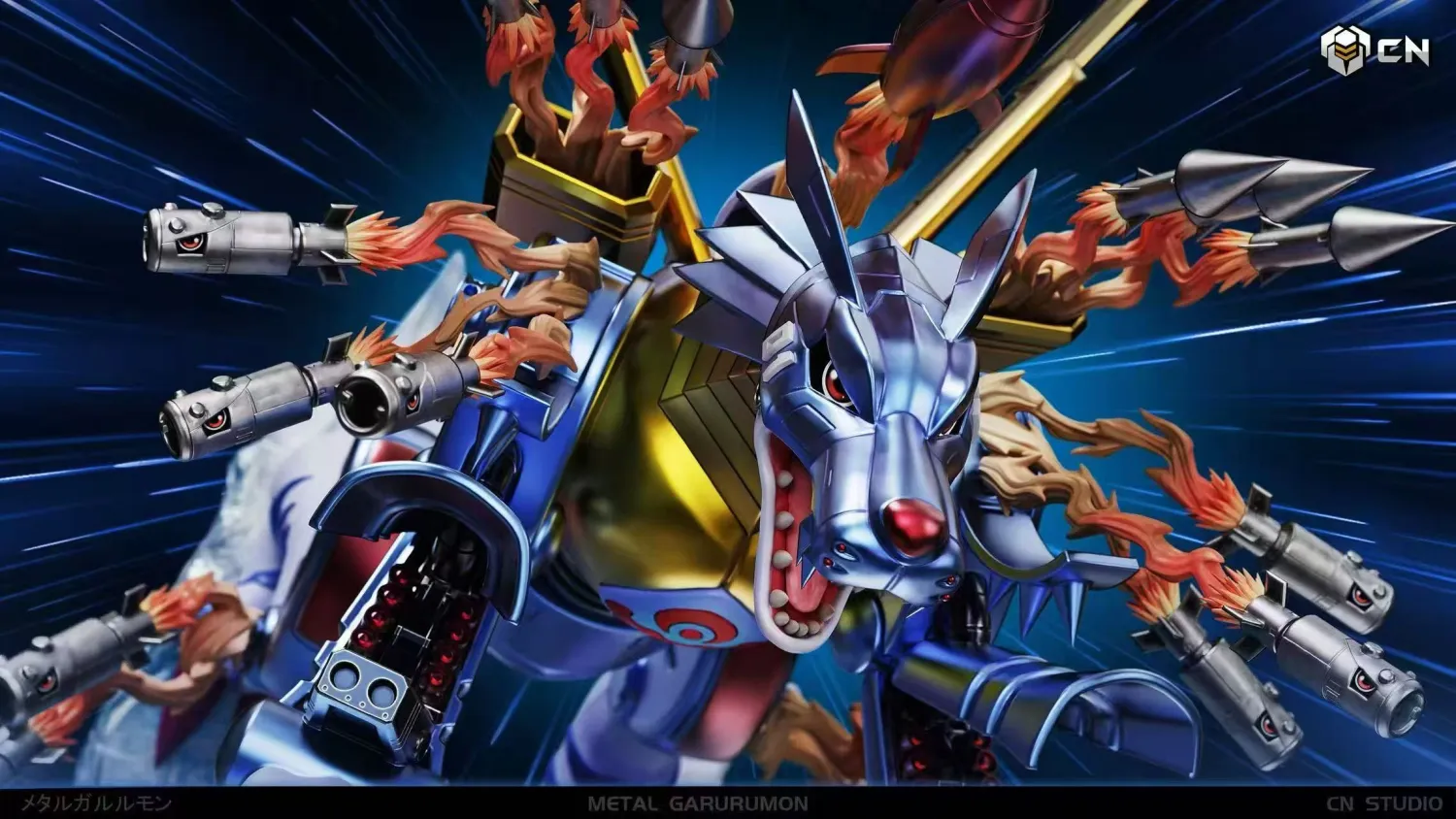 Crazy Nest Studio - Digimon Metal Garurumon Statue