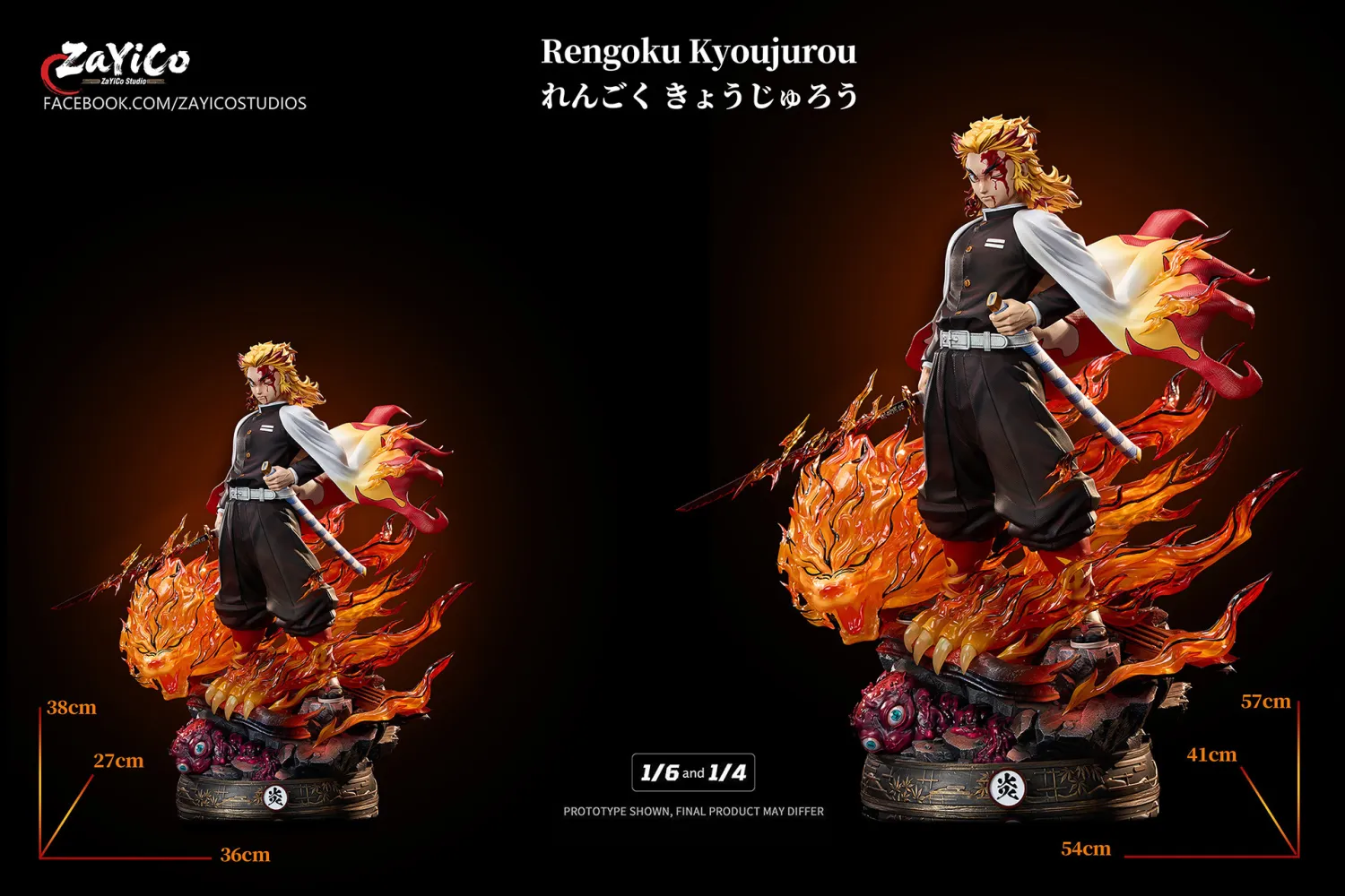 ZaYiCo Studio 1/6 & 1/4 Demon Slayer Rengoku Kyoujurou Statue 