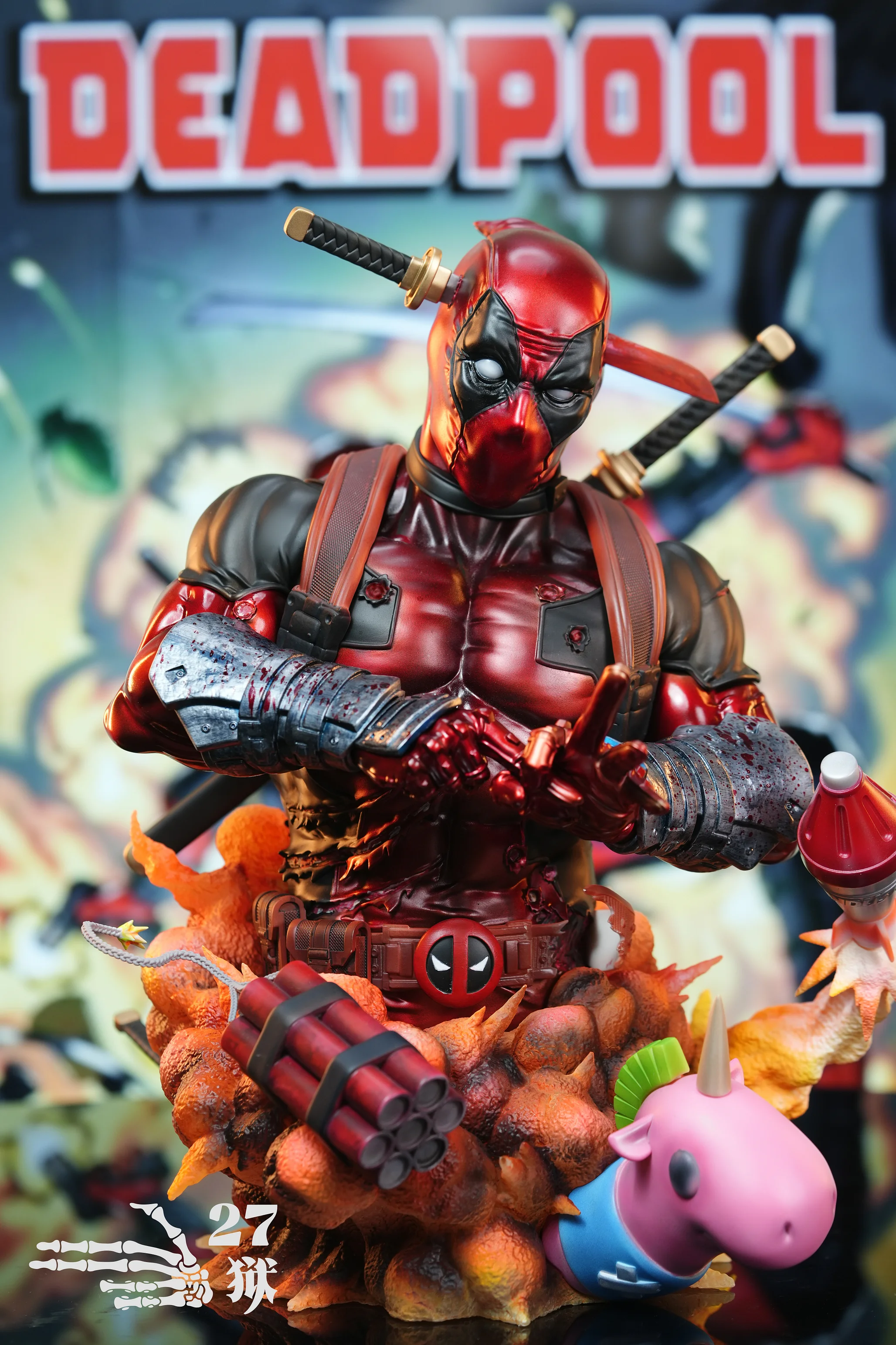 DeadPool Bust with LED 1/3  Statue(GK)-27abyss Studio 