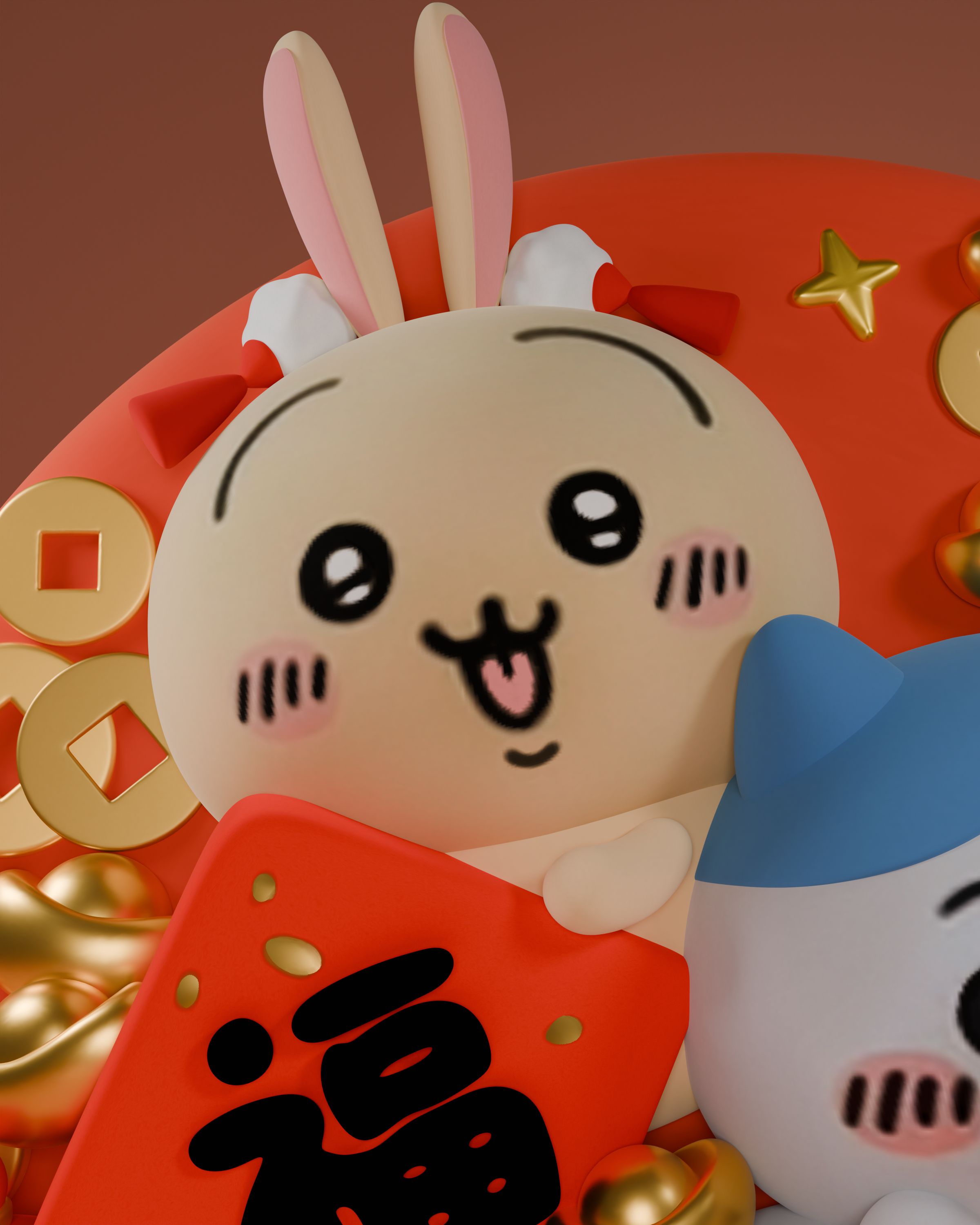 [Pre-sale] Work: Chiikawa celebrates the New Year Size: Height 10cm Width 10cm Depth 4cm (GK)