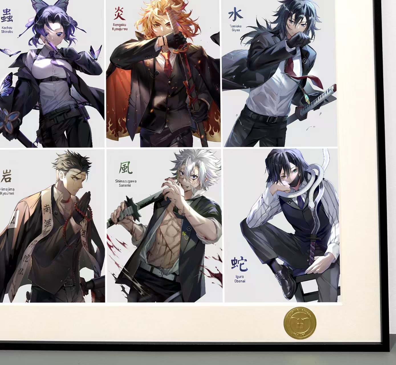 In stock Demon Slayer Tomioka Giyu, Kanroji Mitsuri, Flame Pillar, Kocho Shinobu, decorative painting Frame size 50×40cm-KWII-GK