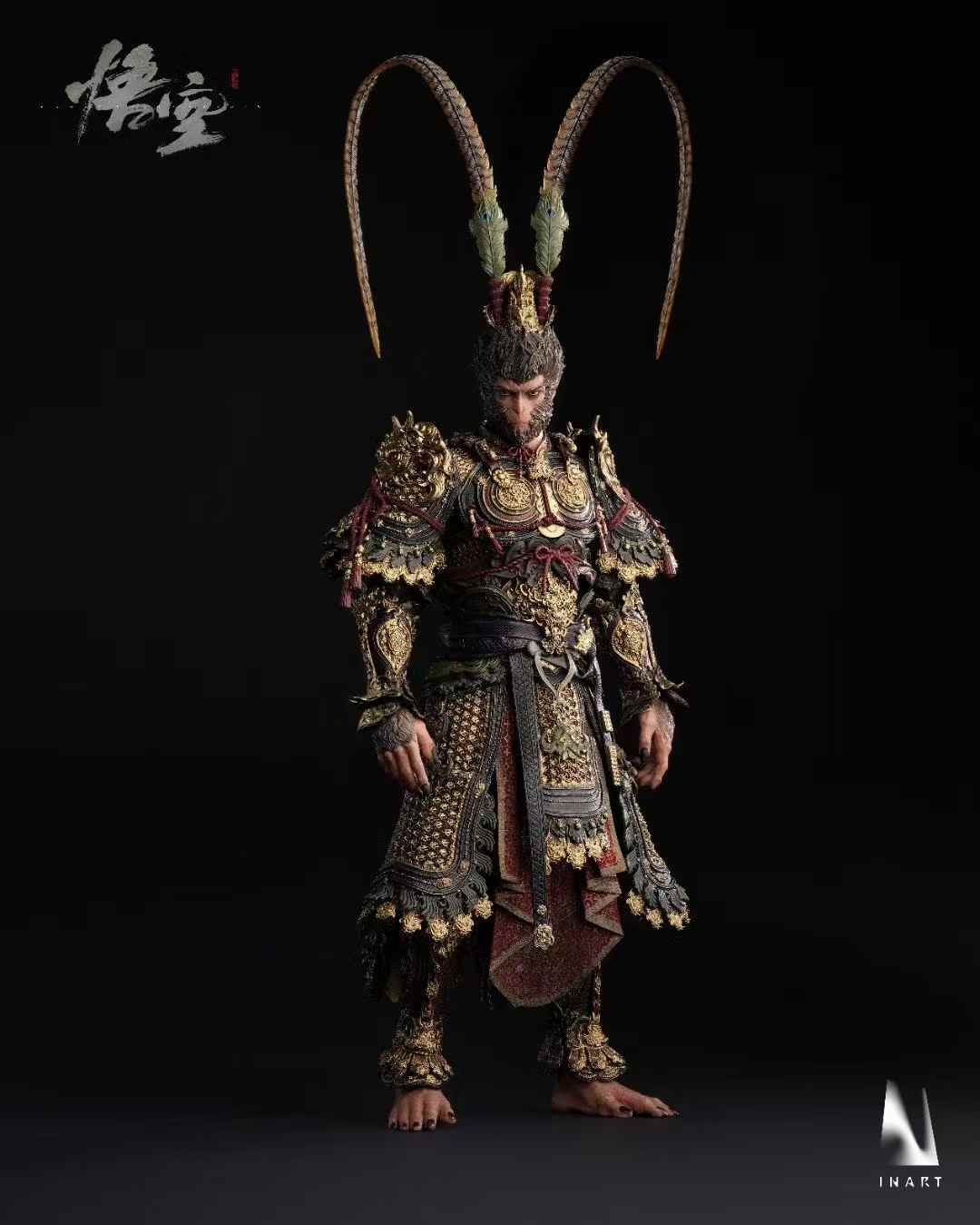 Pre-sale  INART-Black Myth Wukong-Destiny Man·Great Sage Golden Armor Set 1/6 Collectible Action Figure Work scale 1/6 (including Phoenix Wing Purple Gold Crown and base H40cm, W17cm, D20cm) (GK)-KWII-GK