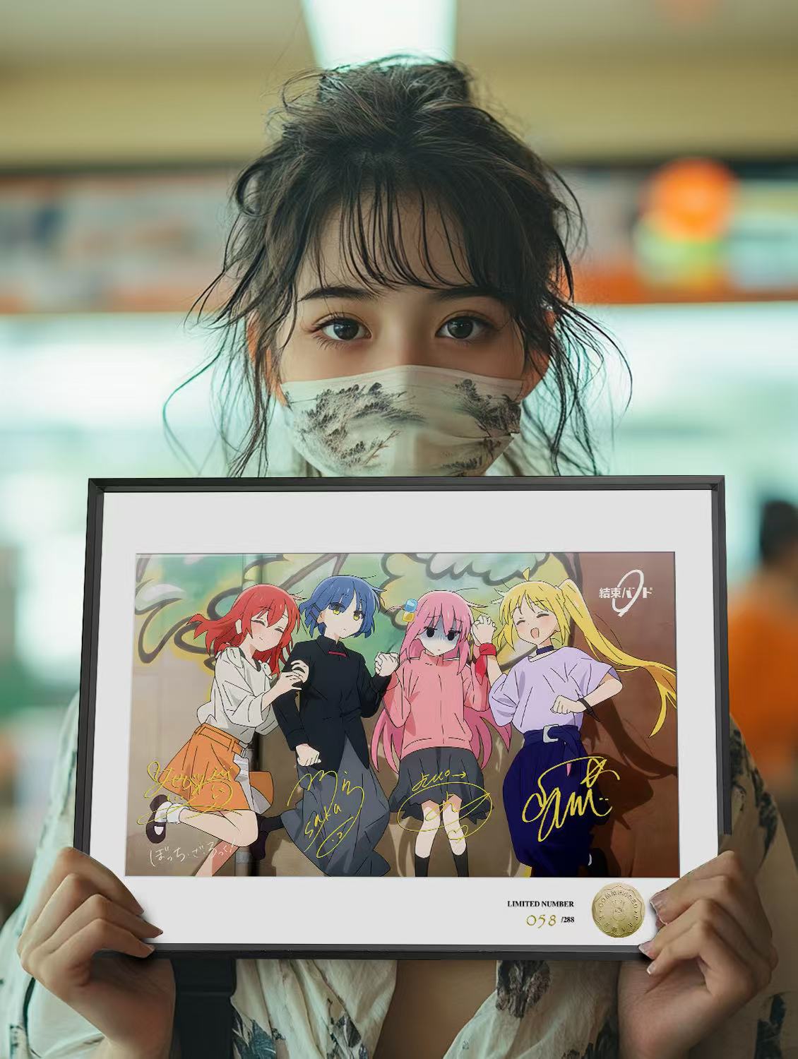 In stock Huanggua Studio Ending Band Photo Lonely Rock Goto Ichiri Kita Ikuyo Hongxia Yamada Ryo voice actor signed decorative painting-KWII-GK