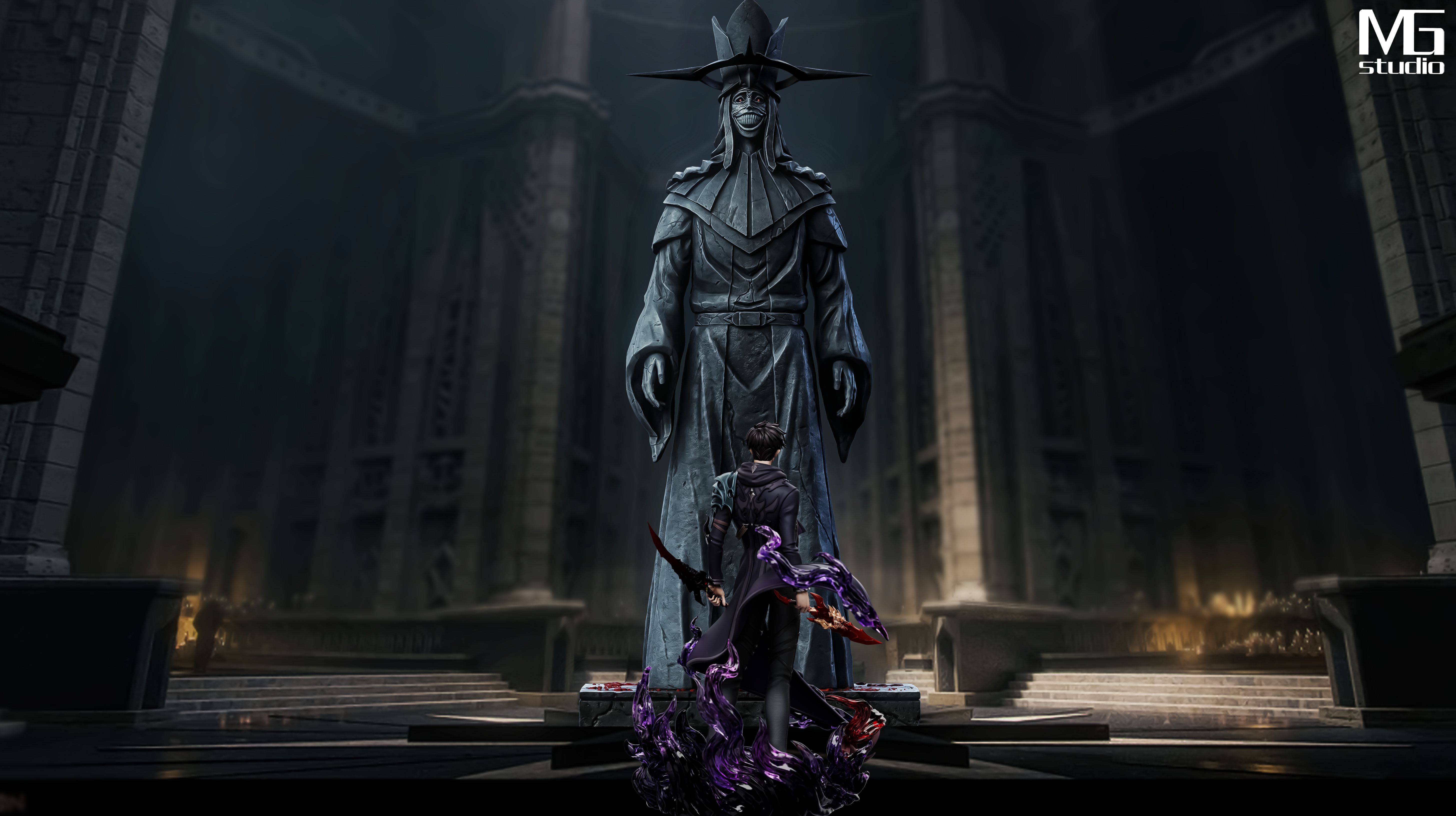 Pre-sale Standing stone statue BOSS size Height 50cm, width 23cm, depth 20cm。（GK）-KWII-GK