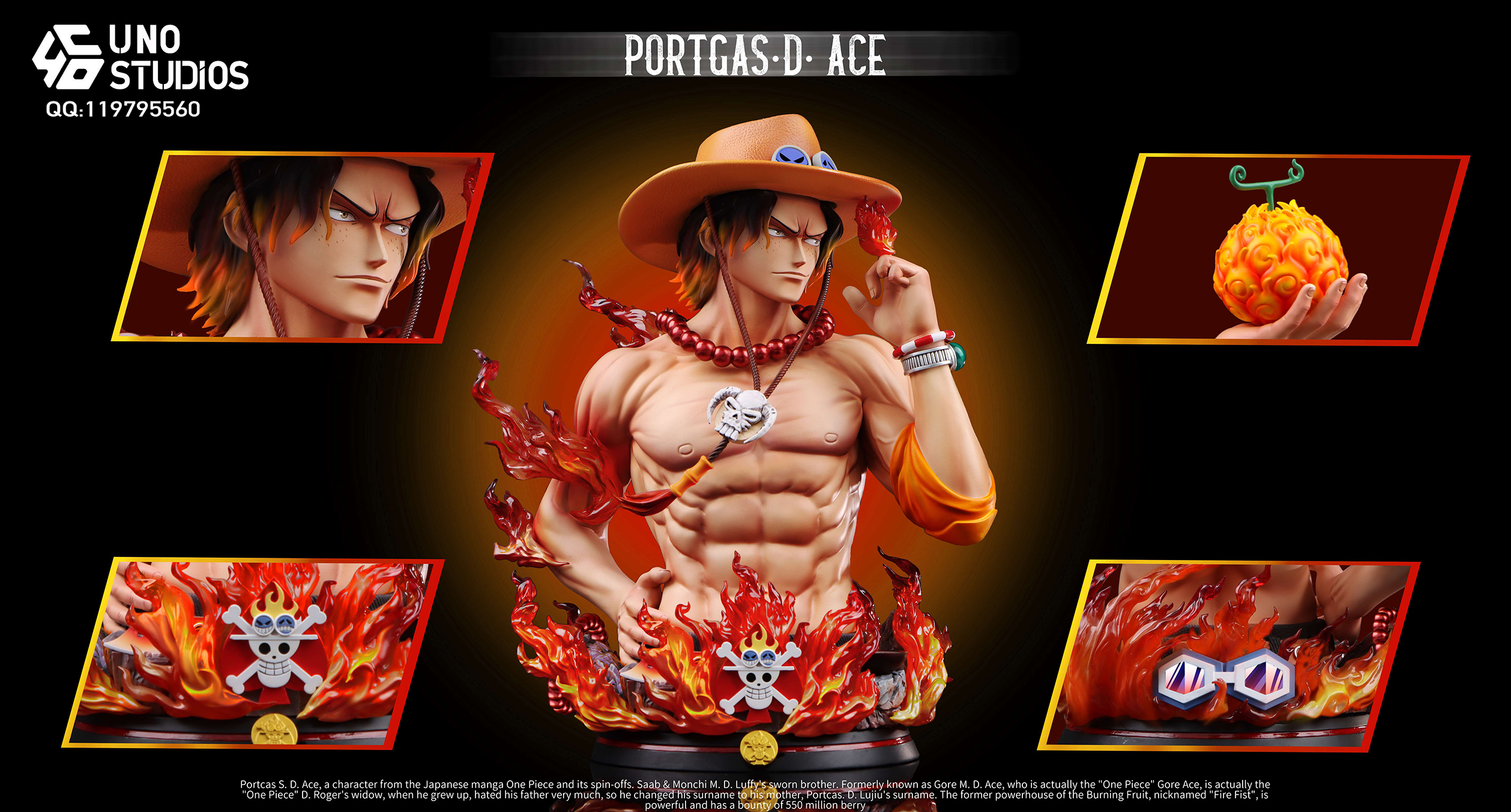 [Pre-sale] One Piece Ace Tabletop Bust [Work]: 1/4 Ace Bust (GK)