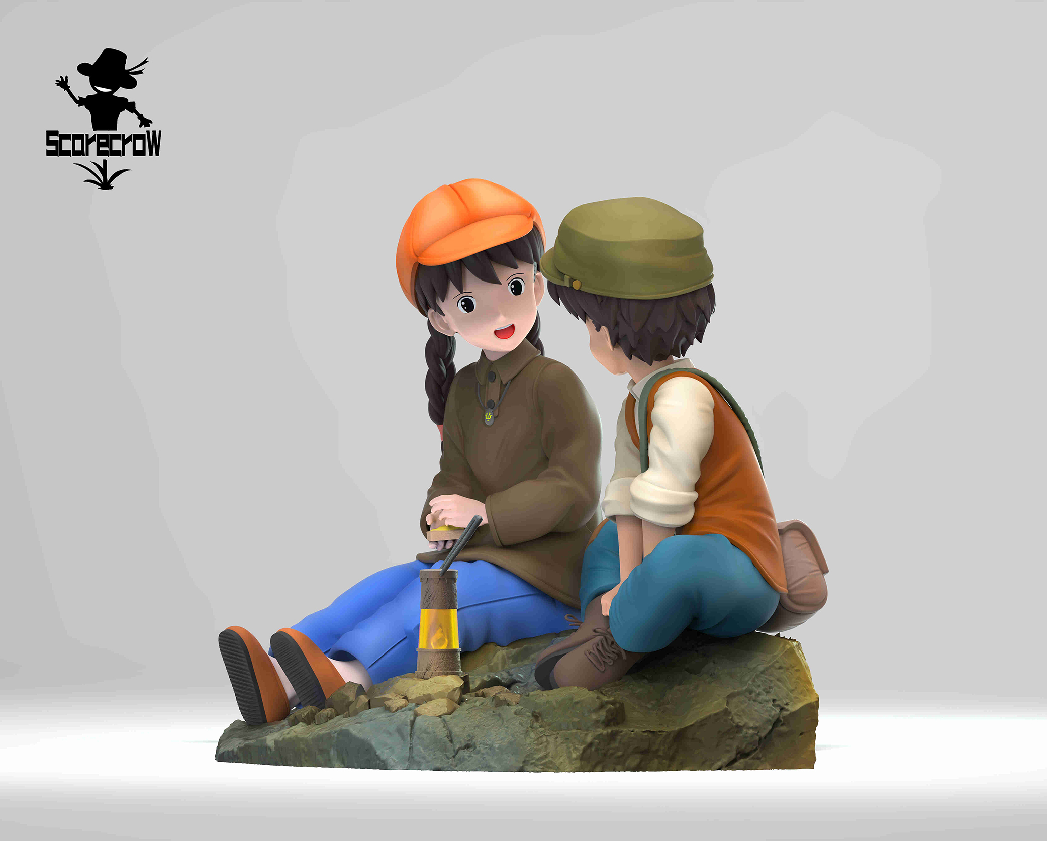 Pre-sale Castle in the Sky - Sheeta and Baru by the Oil Lamp size (length, width and height) total height about 15cm (GK)-KWII-GK