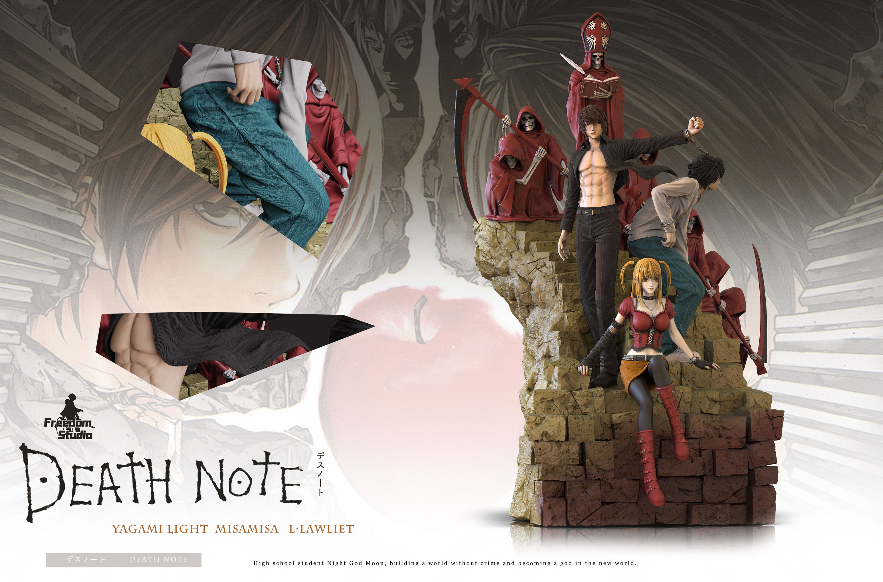 Death Note-Yagami Light & Misamisa & L.Lawlie Statue(GK)Figure-Freedom Studio Pre-sale