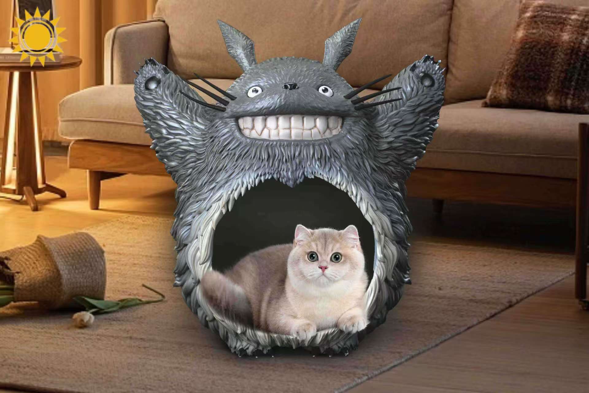 Pre-sale ★Works Totoro creative storage ornts, cat and dog nests, snack cabinets ★Size Height 65cm width 60cm depth 60cm. The size of the hole is 31cm long, 31cm wide and 31cm deep-KWII-GK