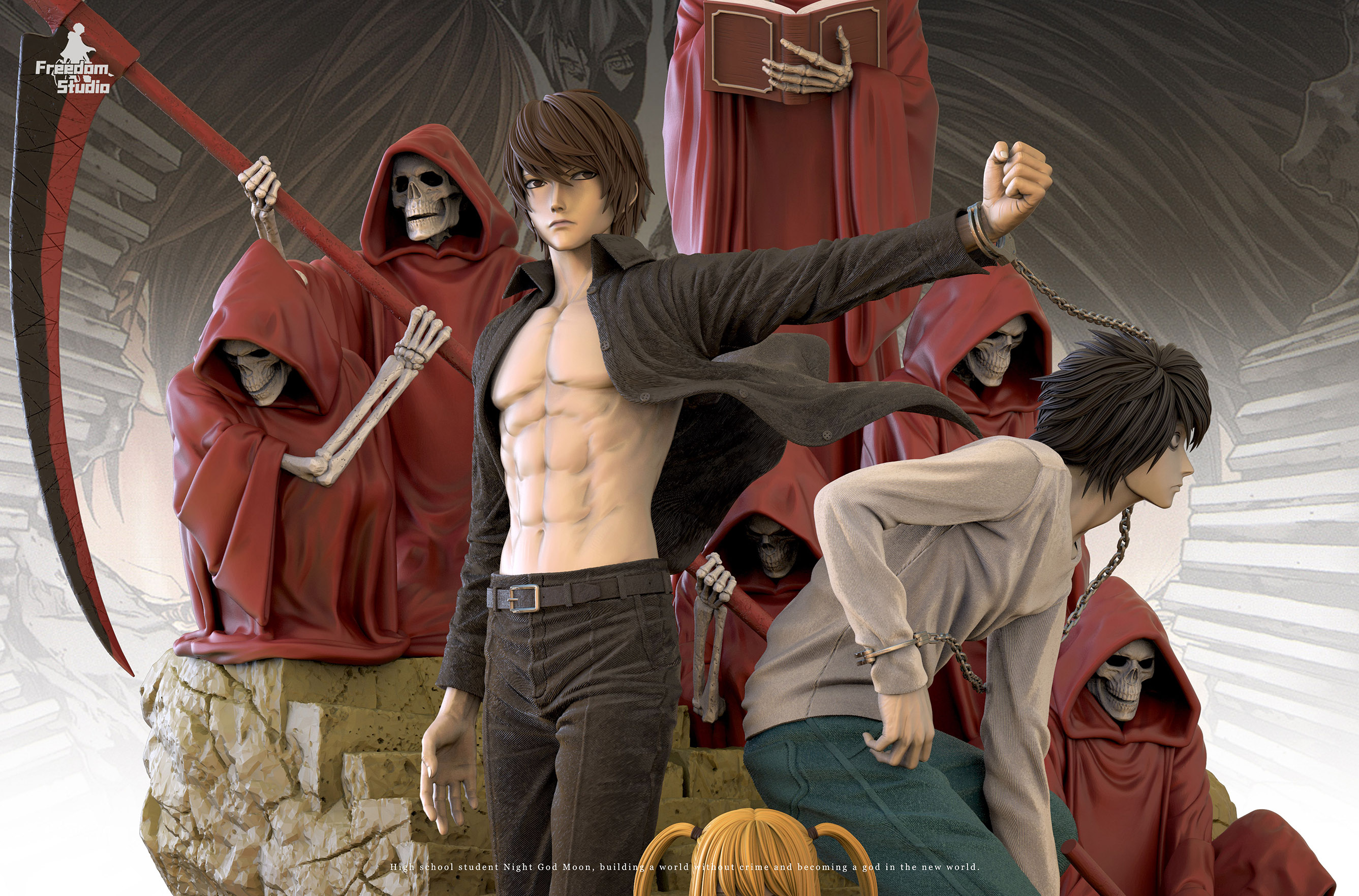 Death Note-Yagami Light & Misamisa & L.Lawlie Statue(GK)Figure-Freedom Studio Pre-sale