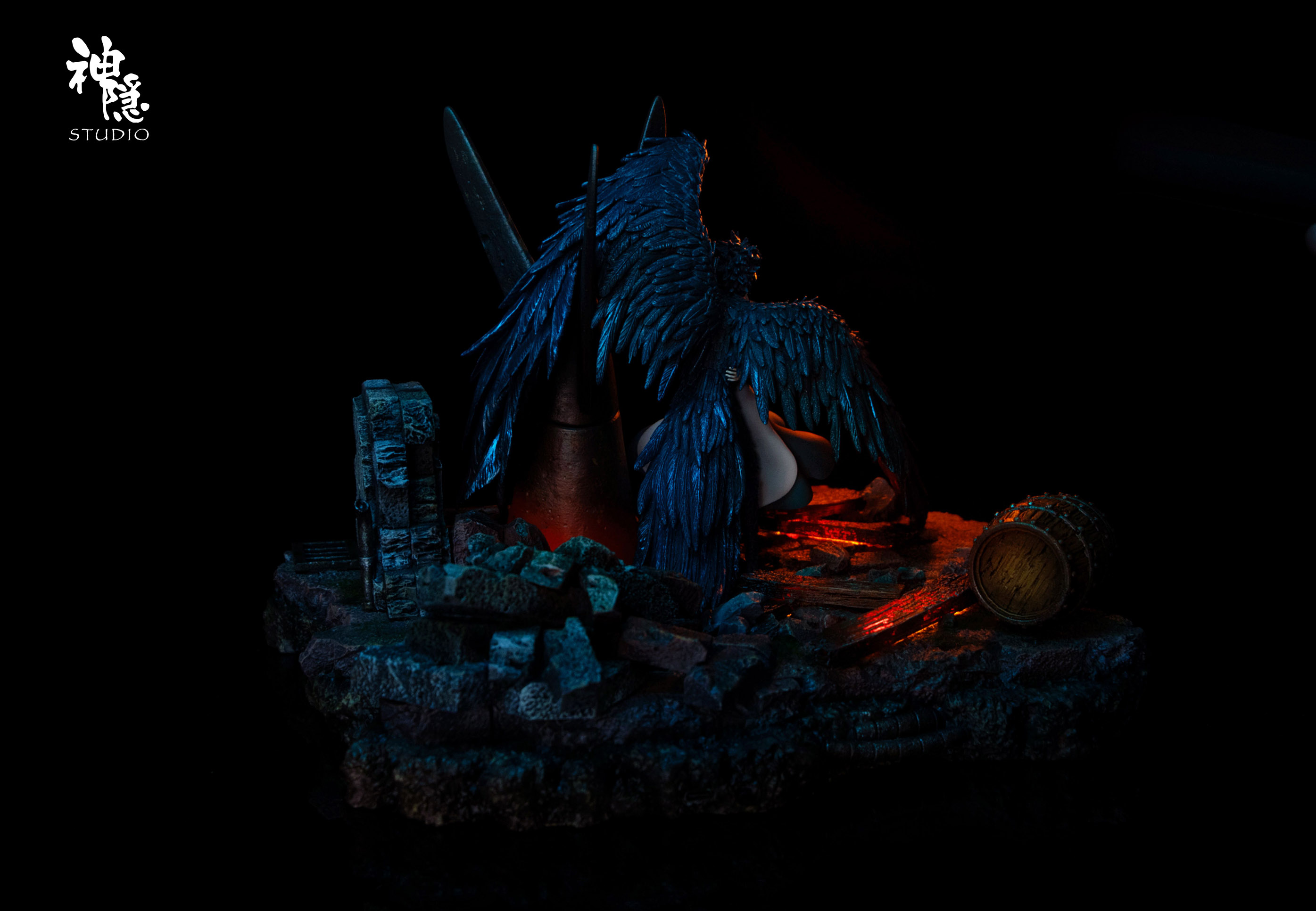 Howl's Moving Castle Silhouette Moments Series Howl & Sophie Embrace Amidst the Flames Statue(GK) -Shen Yin Studio-KWII-GK