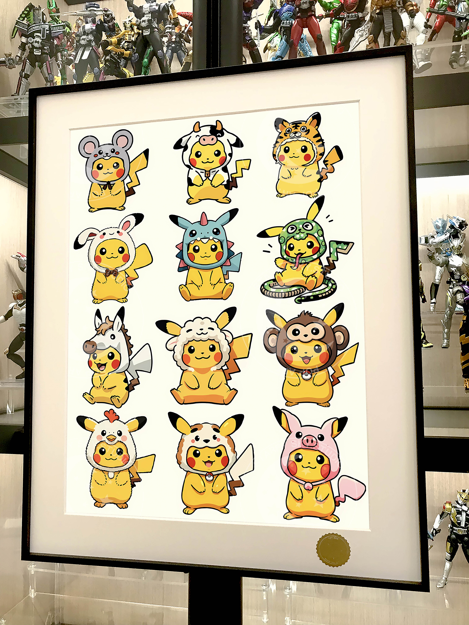 [In stock] Starry sky "Zodiac Pikachu" Pokémon Snake Year Decorative Painting Framed size: 55x44cm