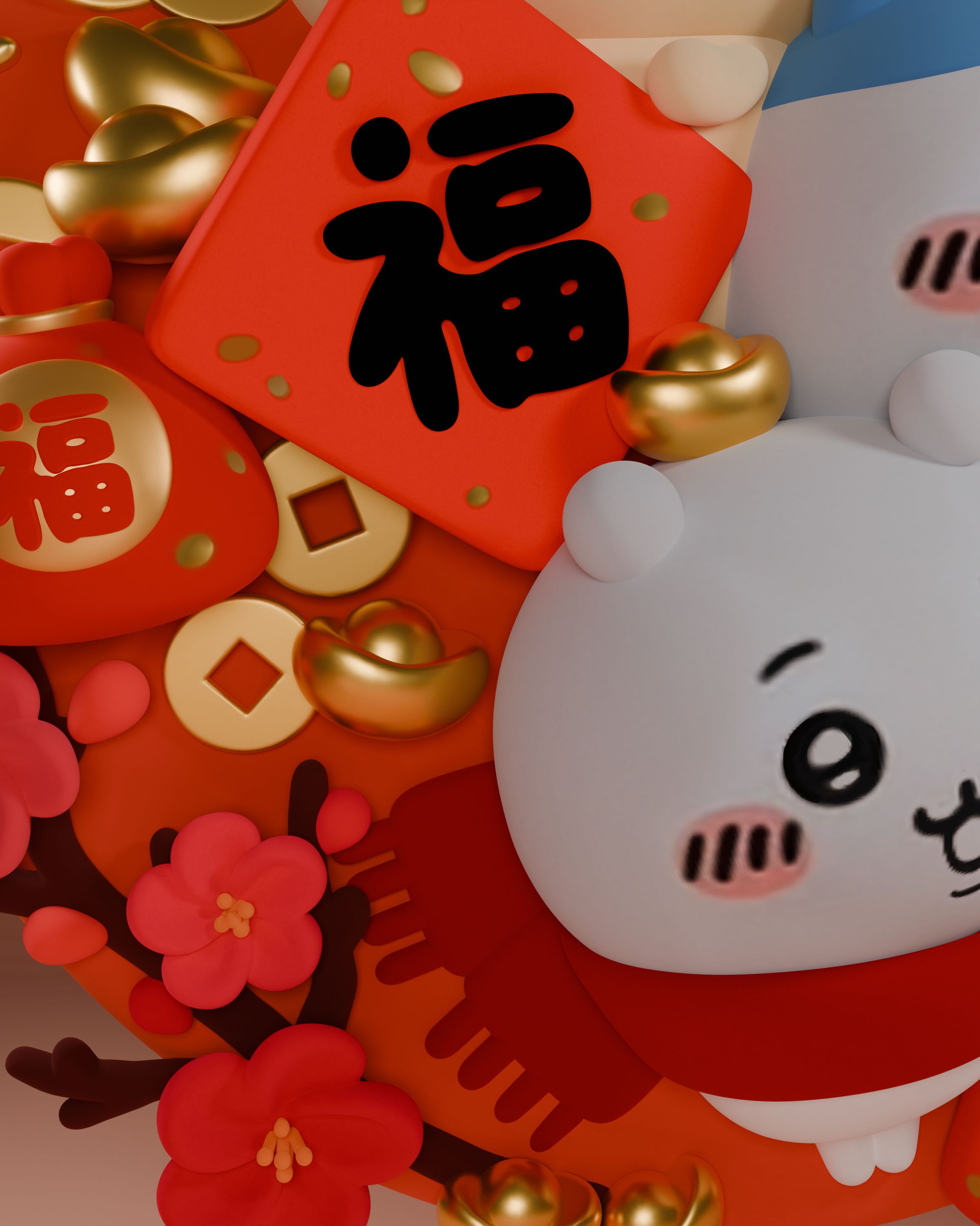 [Pre-sale] Work: Chiikawa celebrates the New Year Size: Height 10cm Width 10cm Depth 4cm (GK)