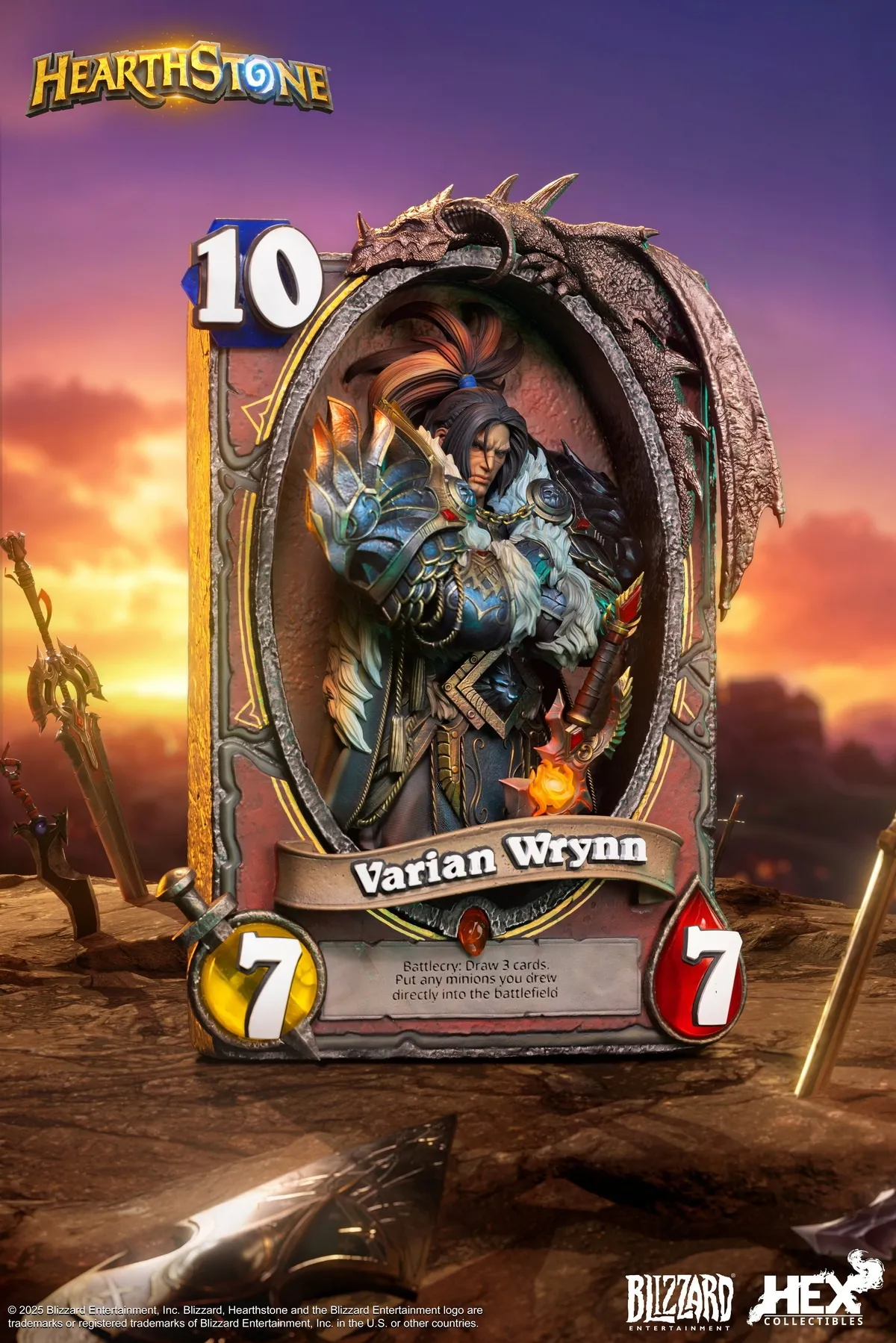 HEARTHSTONE VARIAN WRYNN LEGENDARY CARD ART STATUE HEXFRAME02 (LICENSED) Statue(GK) - HEX COLLECTIBLES & BLIZZARD ENTERTAINMENT-KWII-GK