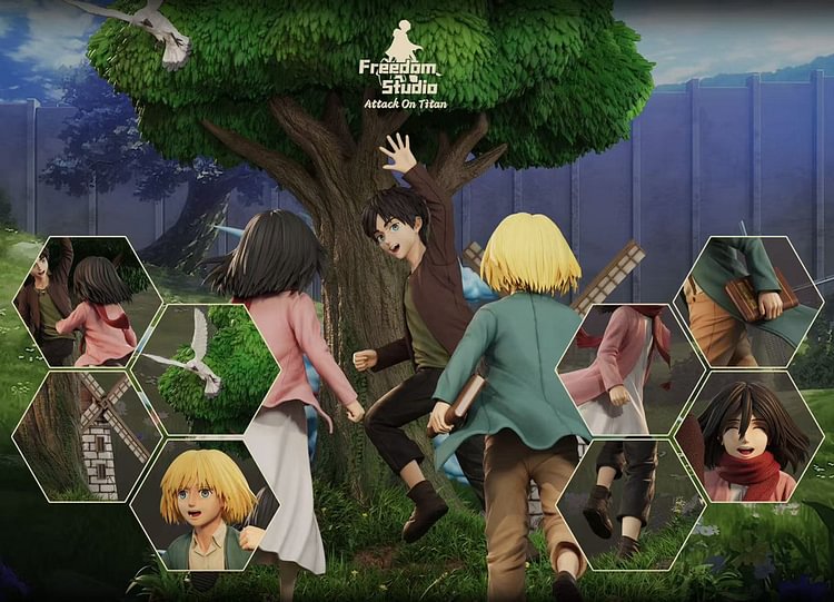  Attack on Titan Running to the tree on the hill Statue(GK)scene,Freedom Studio -KWII-GK