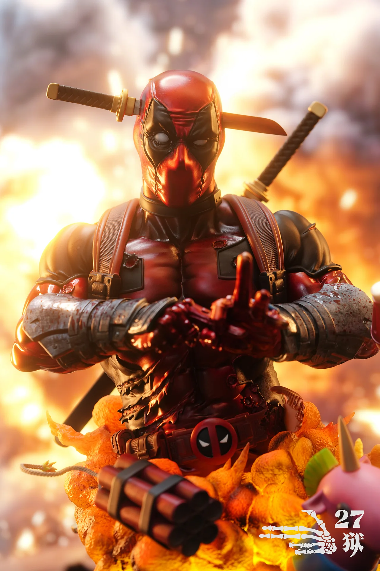 DeadPool Bust with LED 1/3  Statue(GK)-27abyss Studio 