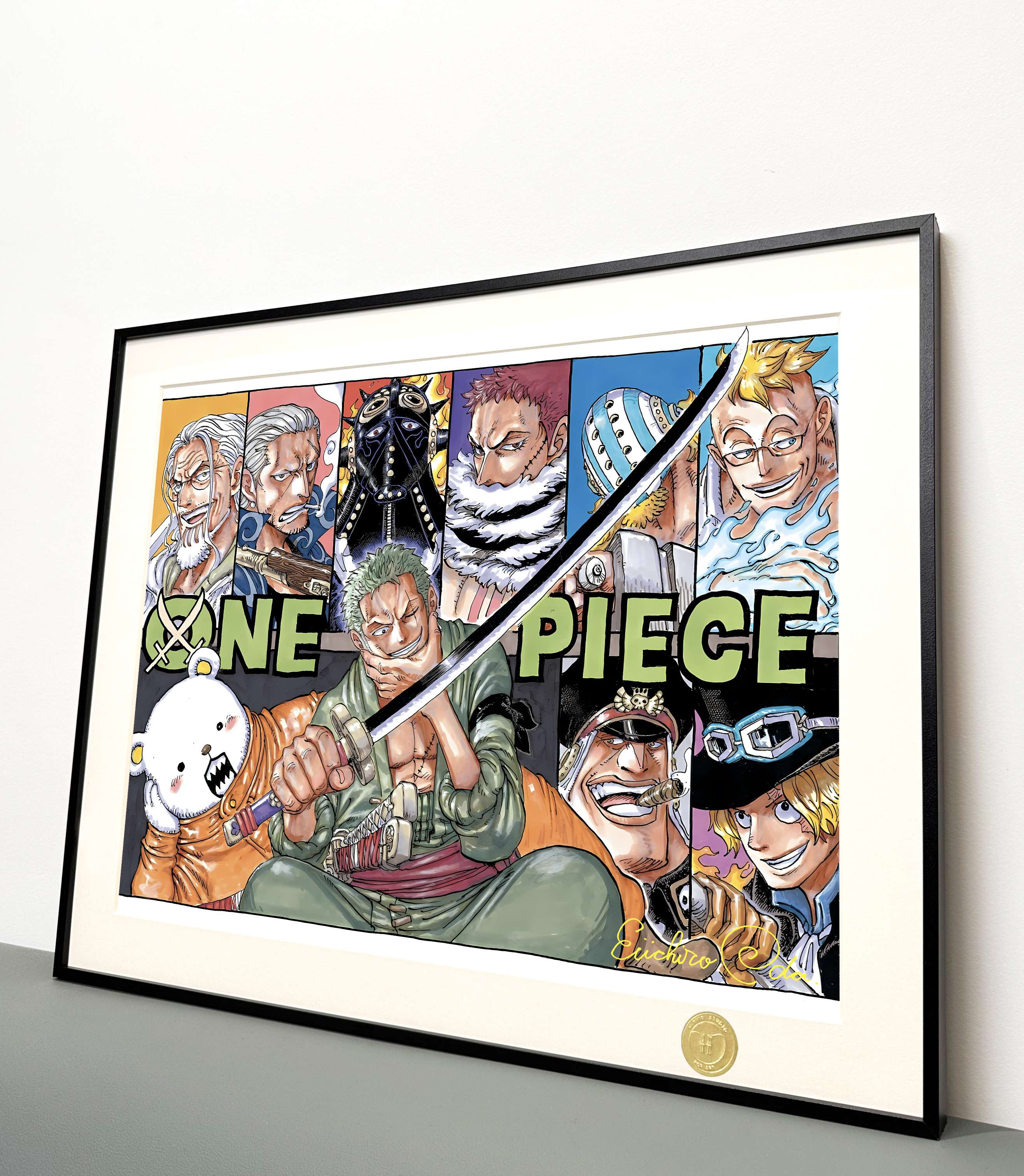 In stock The King and the Right Hand Pirate King Luffy Zoro Red Hair Kaido Big Mom Law Decorative Painting Frame size 50×40cm-KWII-GK