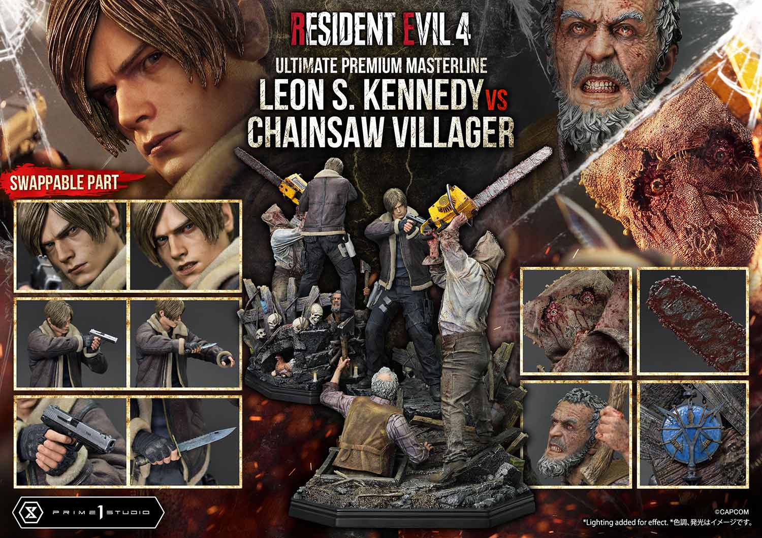 Prime 1 Studio, 1/4 Resident Evil 4 Remake Leon VS Chainsaw Man, pre-sale.
