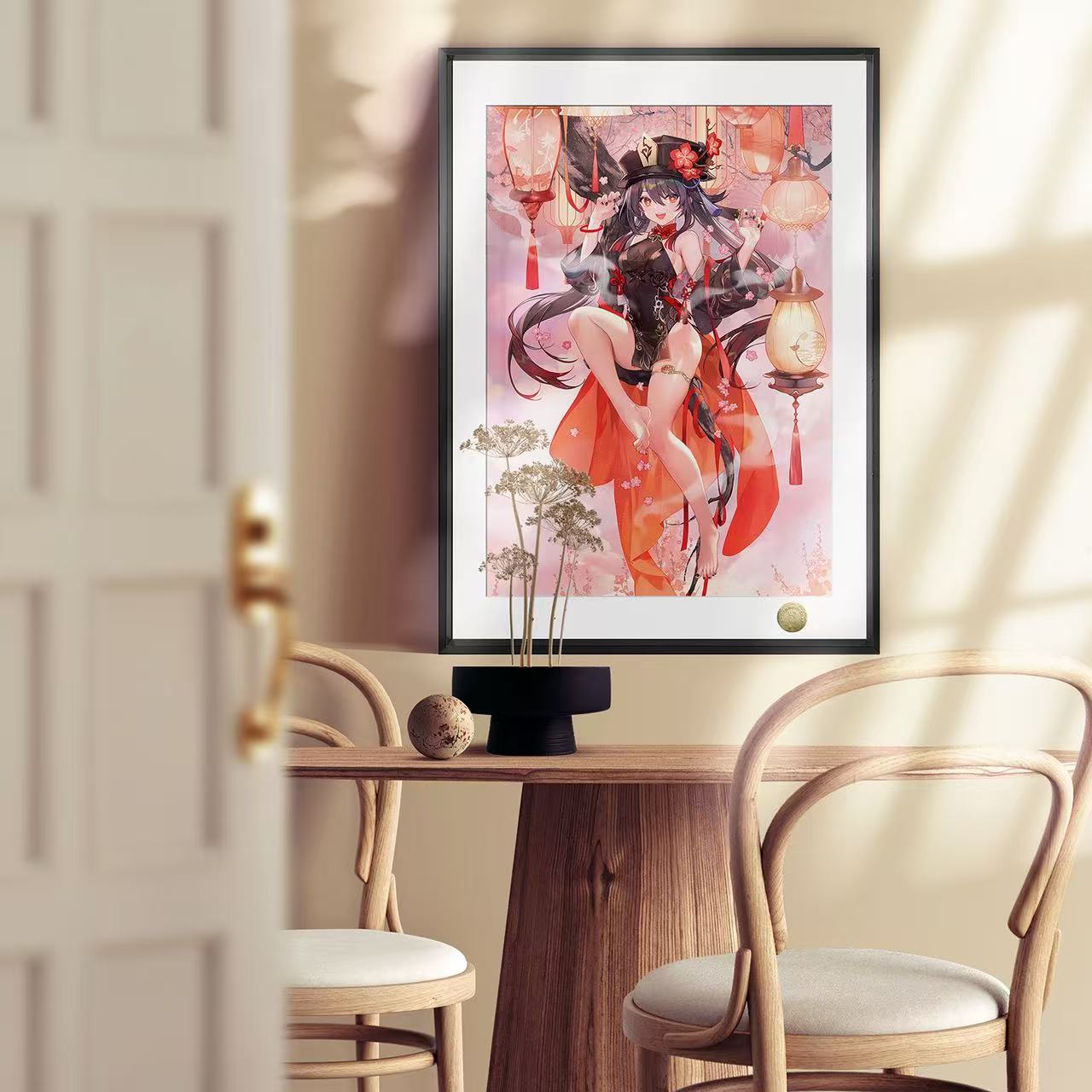 In stock Genshin Impact New Year Single Player Genshin Impact Hu Tao, Ke Qing, and Shen He New Year decorative paintings Style Three options A Hu Tao, B Ke Qing, and C Shen He-KWII-GK