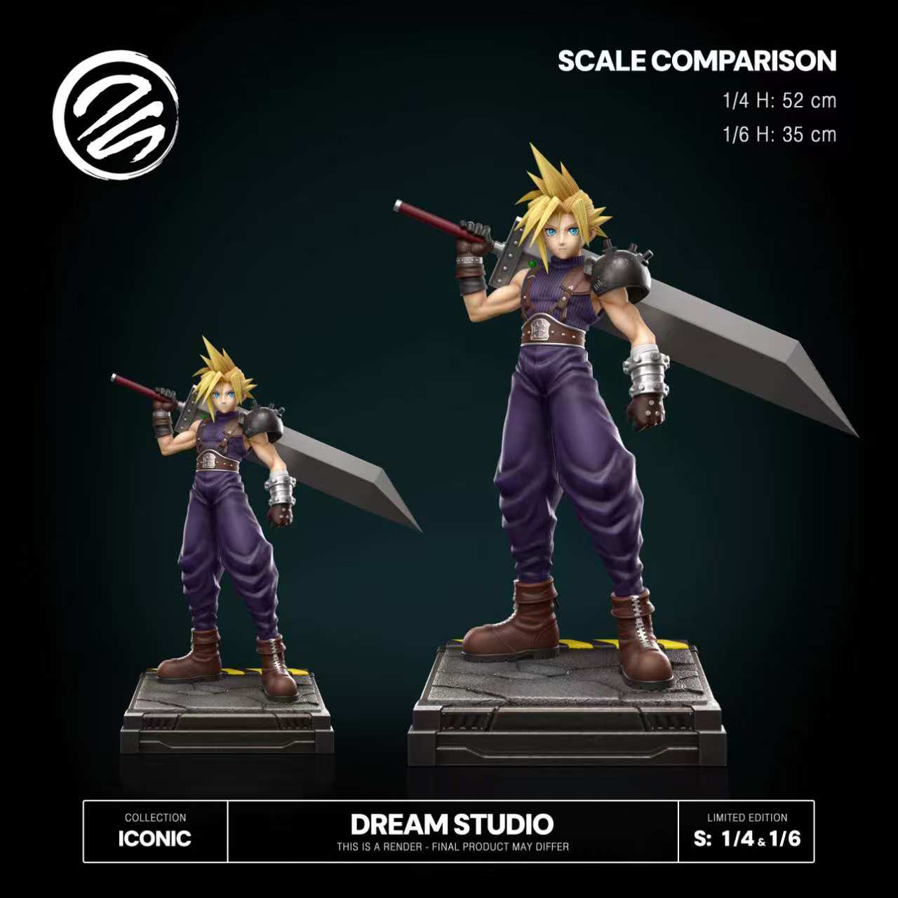 Pre-sale Character name Final Fantasy 7 - Cloud Scale 1/4, height 52 width 36 length 36cm Scale 1/6, height 35 width 29 length 17cm (GK)-KWII-GK
