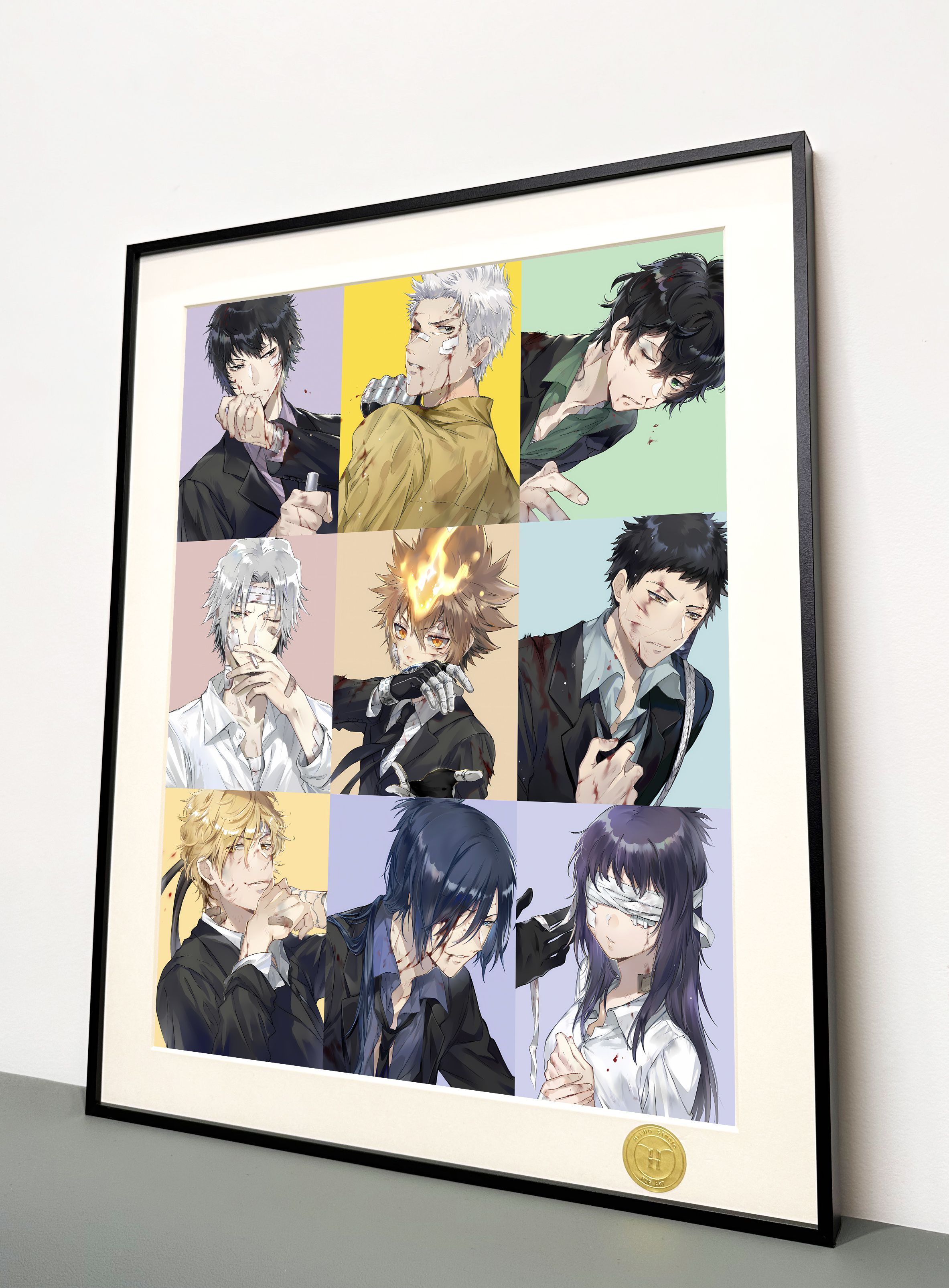 In stock War Damaged Tutor Sawada Tsunayoshi, Jakudera Hayato, Yamamoto Takeshi, Vongola Decorative Painting Frame size 50×40cm-KWII-GK