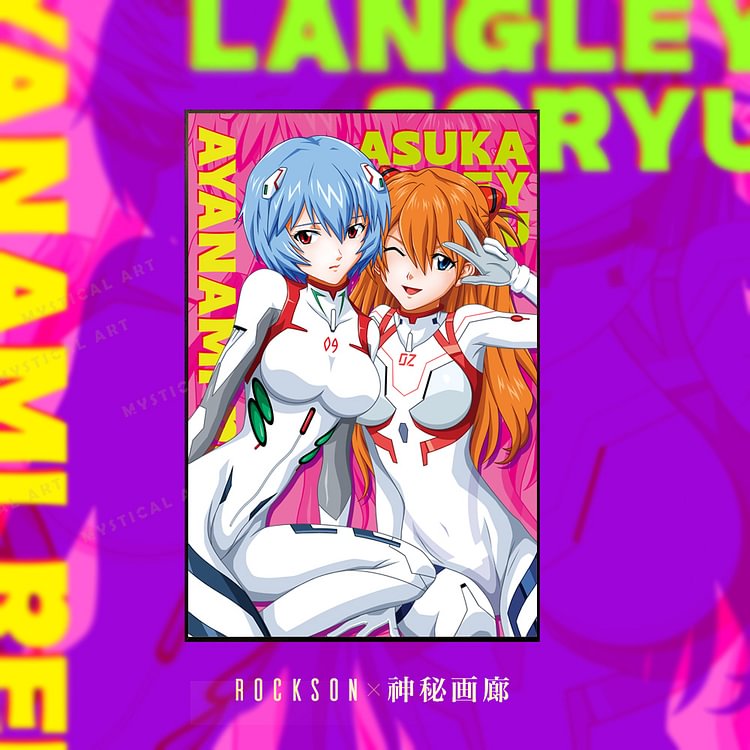 EVA- Decorative Painting of Ayanami Rei & Asuka Langley Soryu Scene Painting (Adult 18+) IN-STOCK  Mystical Art Studio -KWII-GK