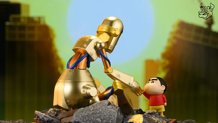 NIUZI Studio - Crayon Shin-chan Robo Dad and Shin-chan Statue(GK)