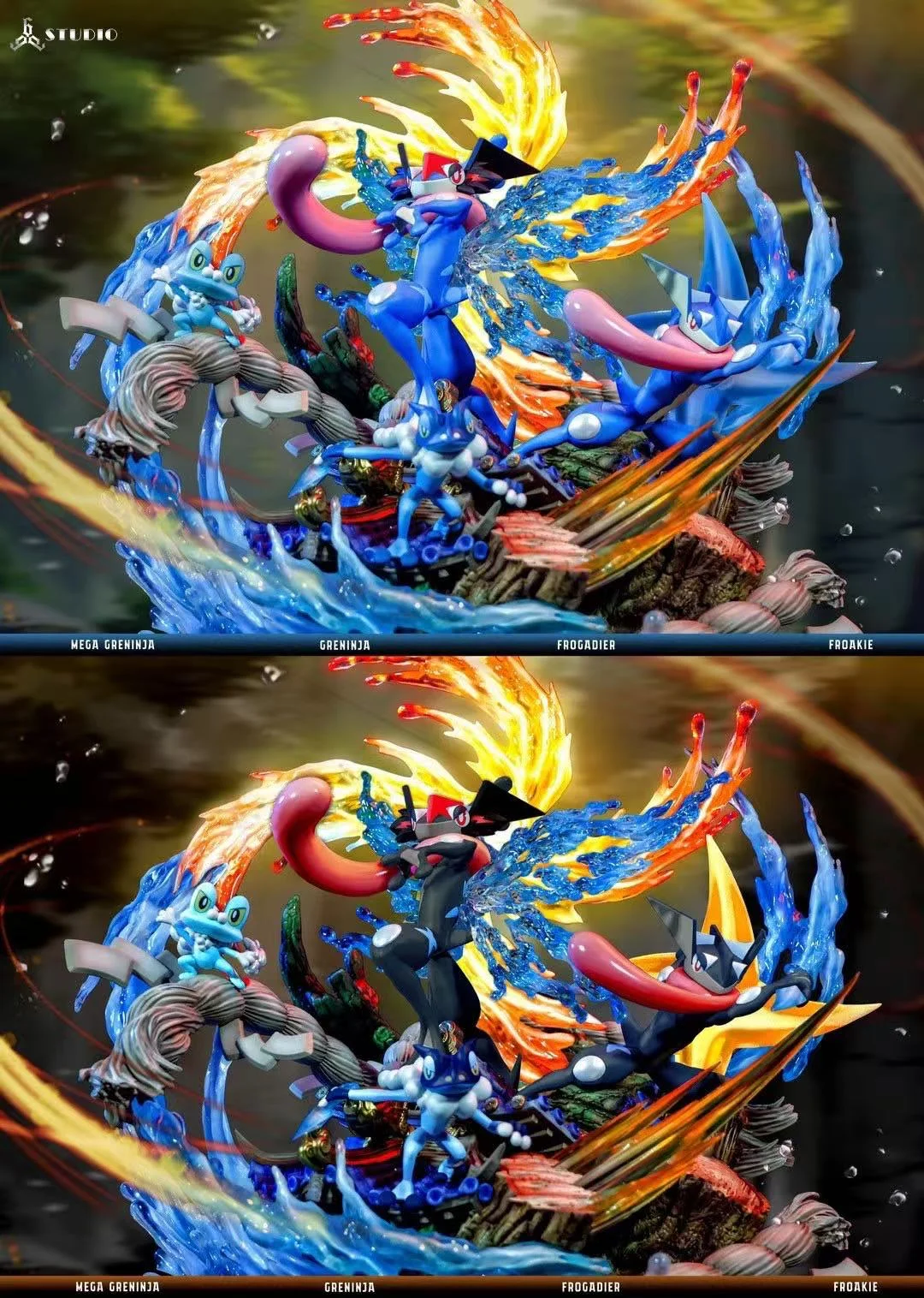 666 Studio - Pokemon Mega Greninja Water Shuriken All Out Statue