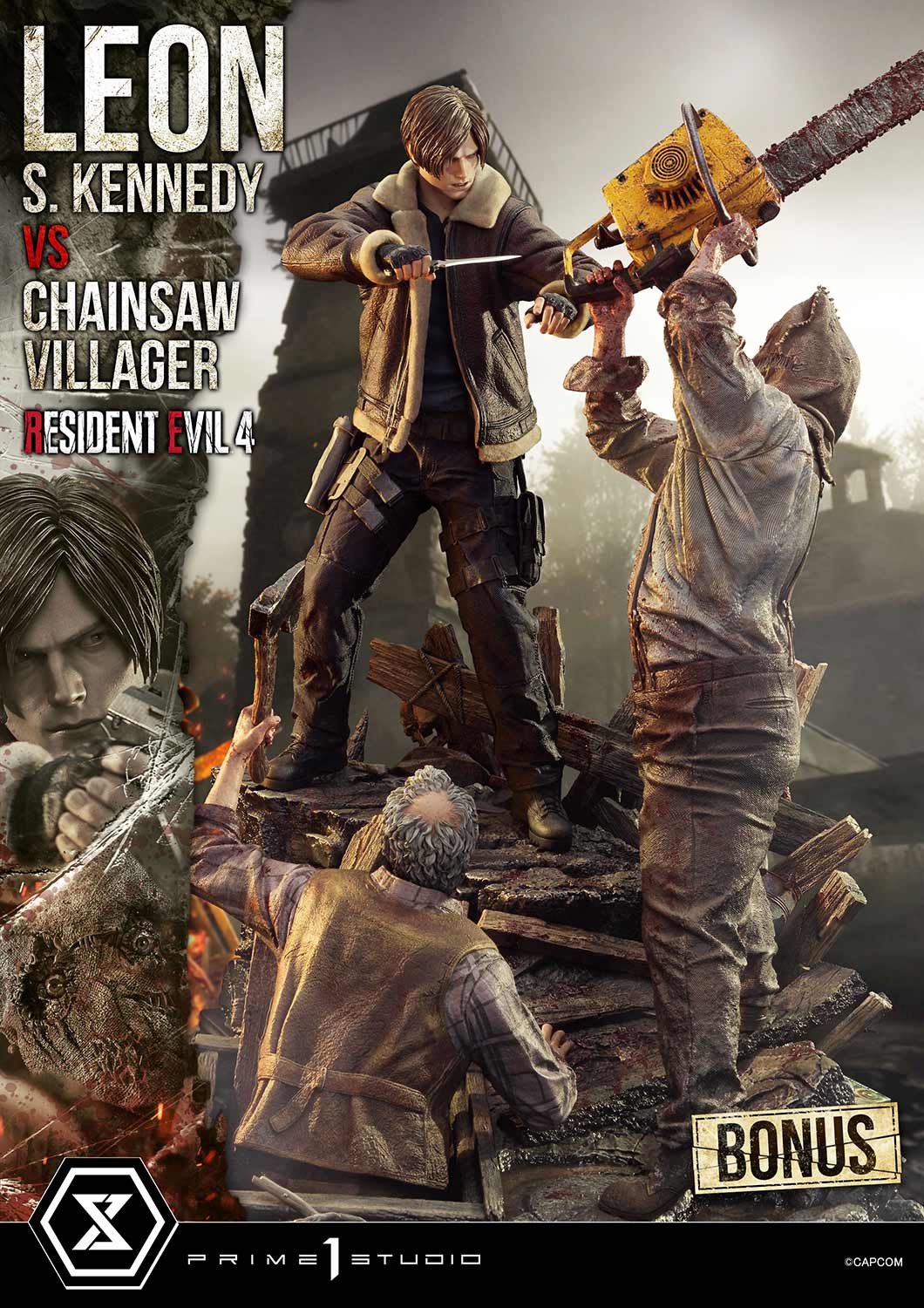 Prime 1 Studio, 1/4 Resident Evil 4 Remake Leon VS Chainsaw Man, pre-sale.