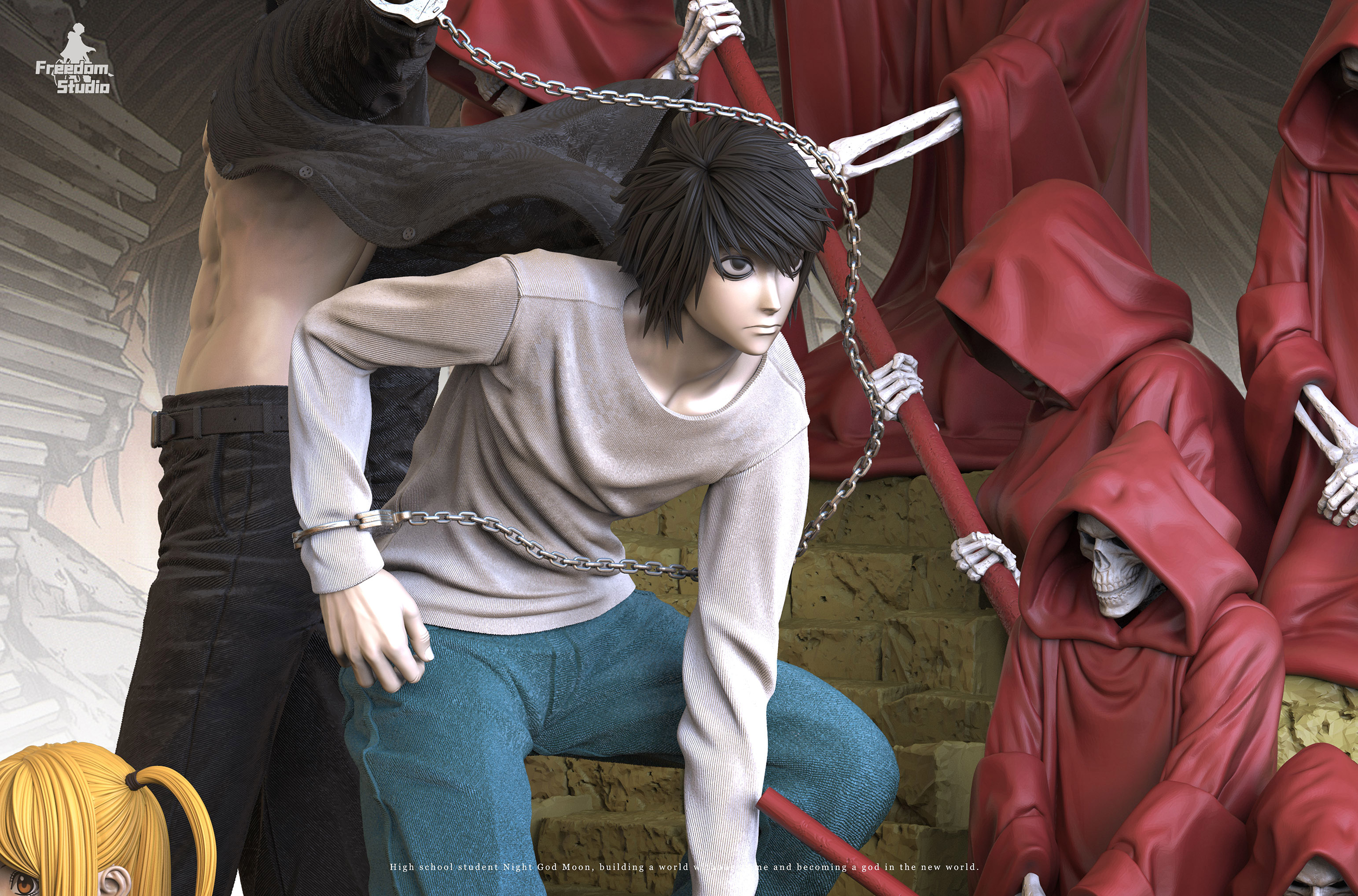 Death Note-Yagami Light & Misamisa & L.Lawlie Statue(GK)Figure-Freedom Studio Pre-sale