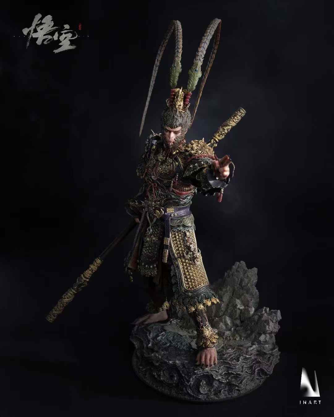 Pre-sale  INART-Black Myth Wukong-Destiny Man·Great Sage Golden Armor Set 1/6 Collectible Action Figure Work scale 1/6 (including Phoenix Wing Purple Gold Crown and base H40cm, W17cm, D20cm) (GK)-KWII-GK