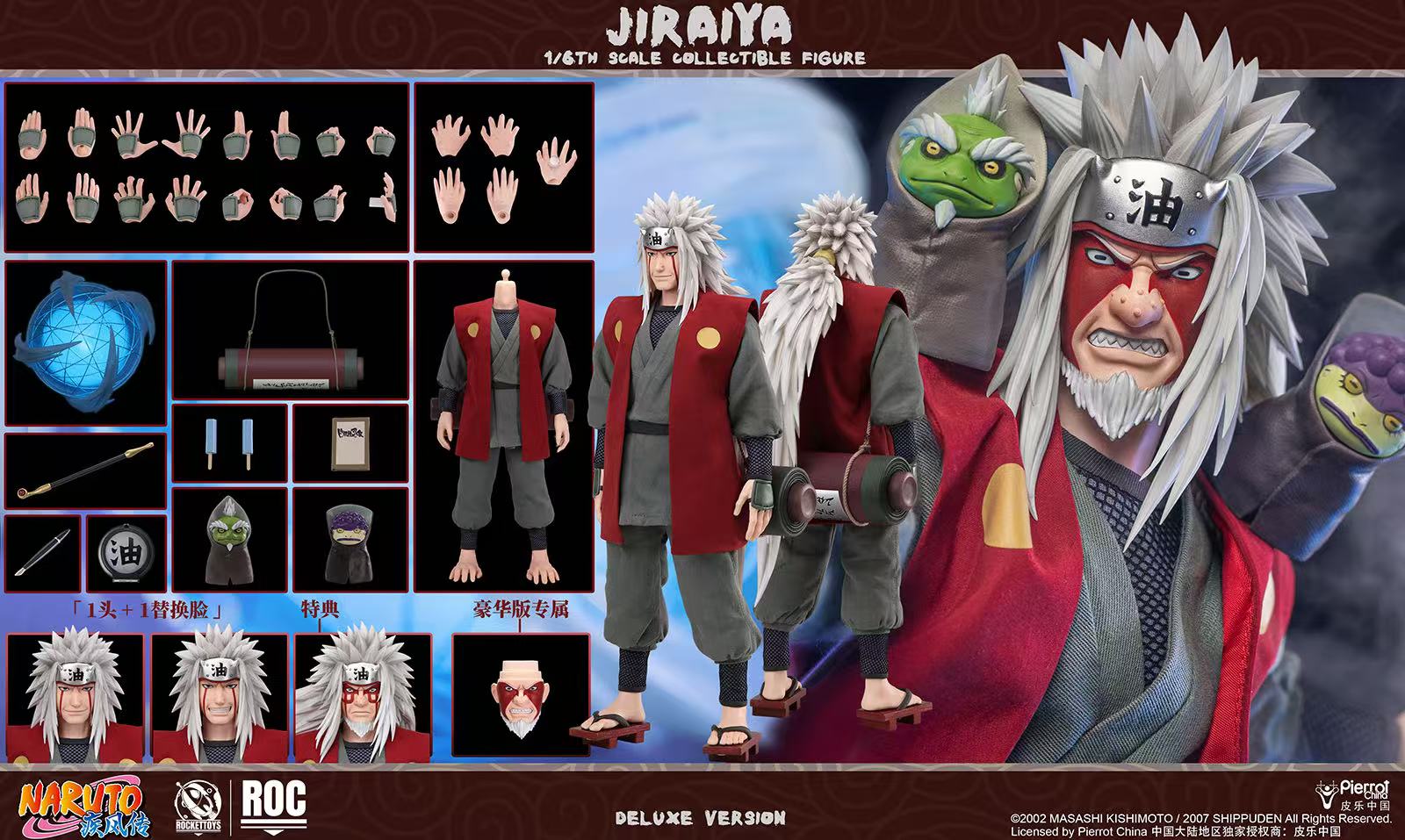 ROCKETTOYS Studio Naruto Shippuden Jiraiya 1/6 Scale Action Figure ROC-019 No. ROC-020 (Licensed)