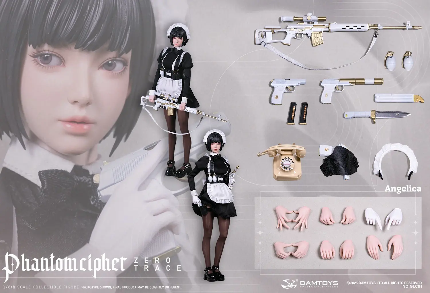 DAMTOYS - 1/6th scale PHANTOM CIPHER: ZERO TRACE ANGELICA Original Story Collectible Action FigureGLC01 (Licensed)