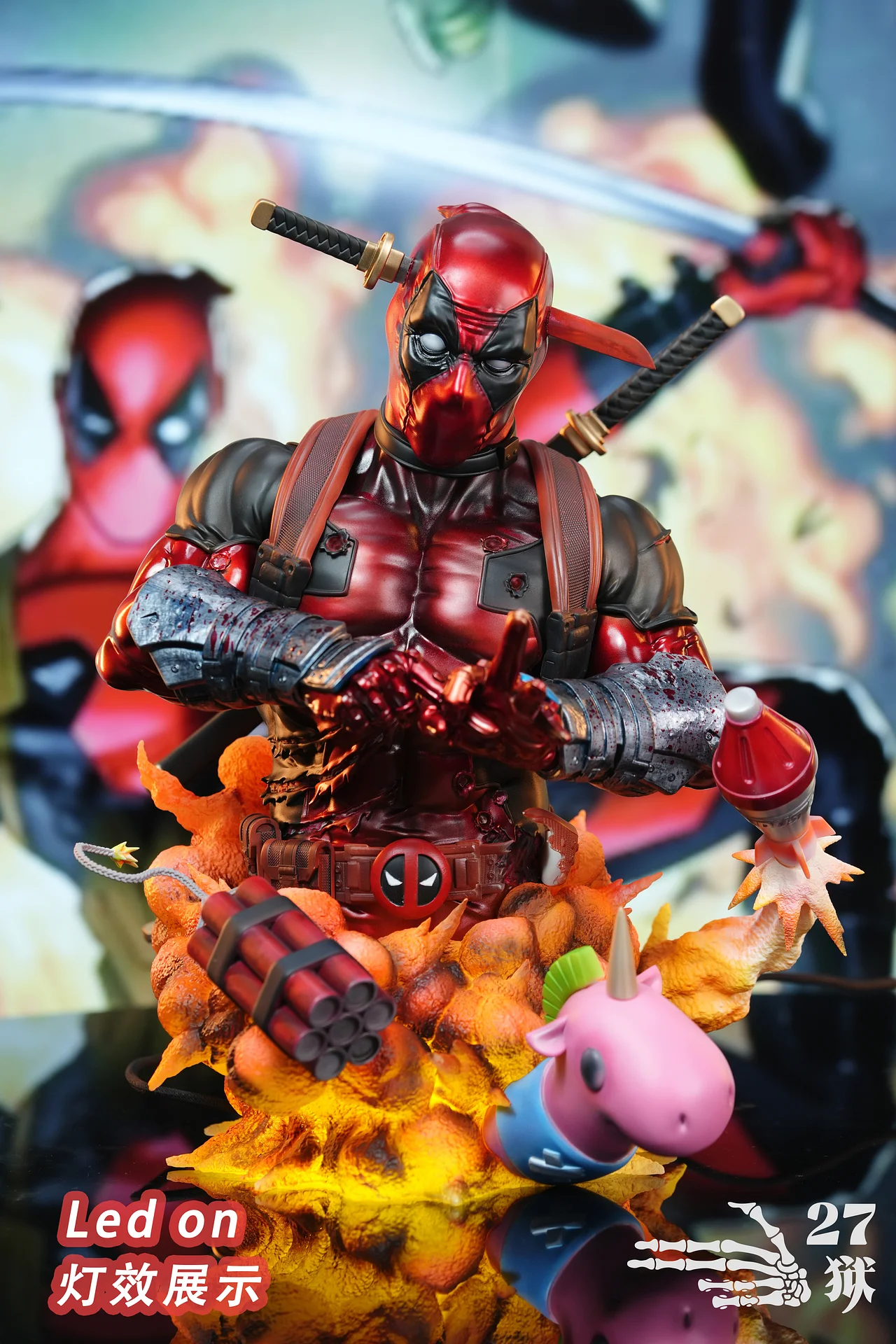 DeadPool Bust with LED 1/3  Statue(GK)-27abyss Studio 