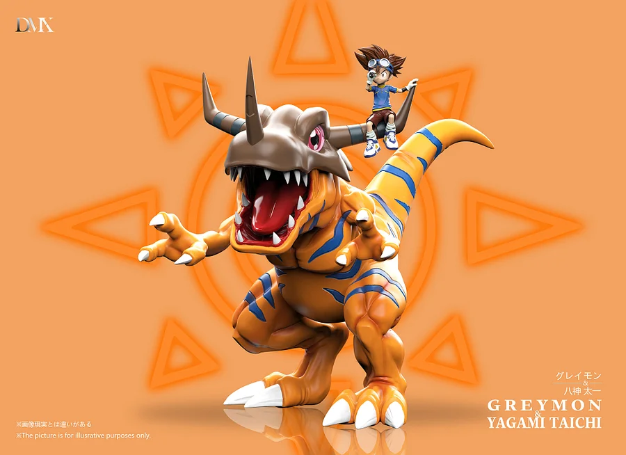 Digimon Generation 1 Riding Posture Series #4 Greymon & Yagami Taichi Statue(GK)-DMX Studio