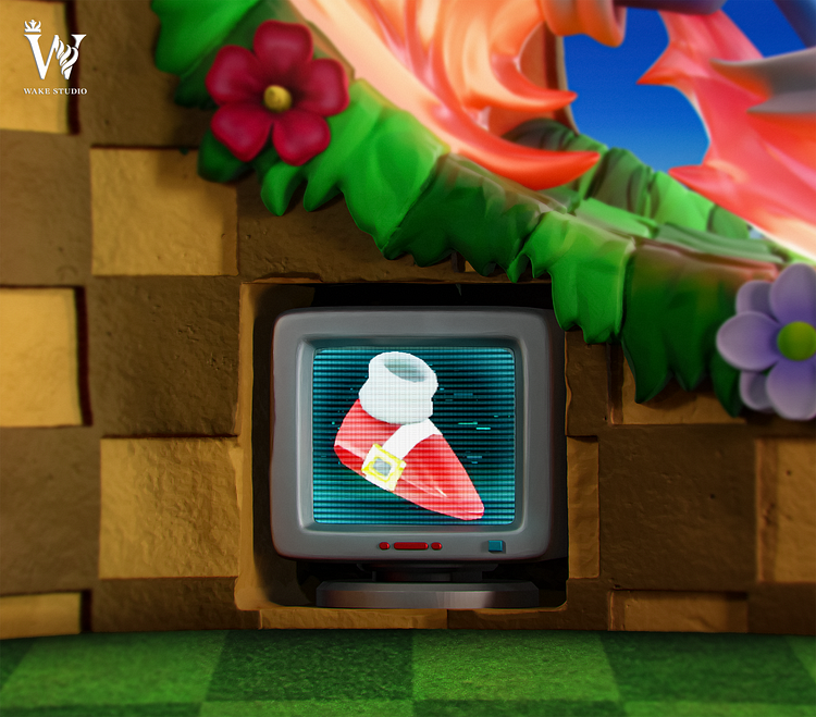 Sonic the Hedgehog with LED Statue(GK)scene,Wake Studio - -KWII-GK