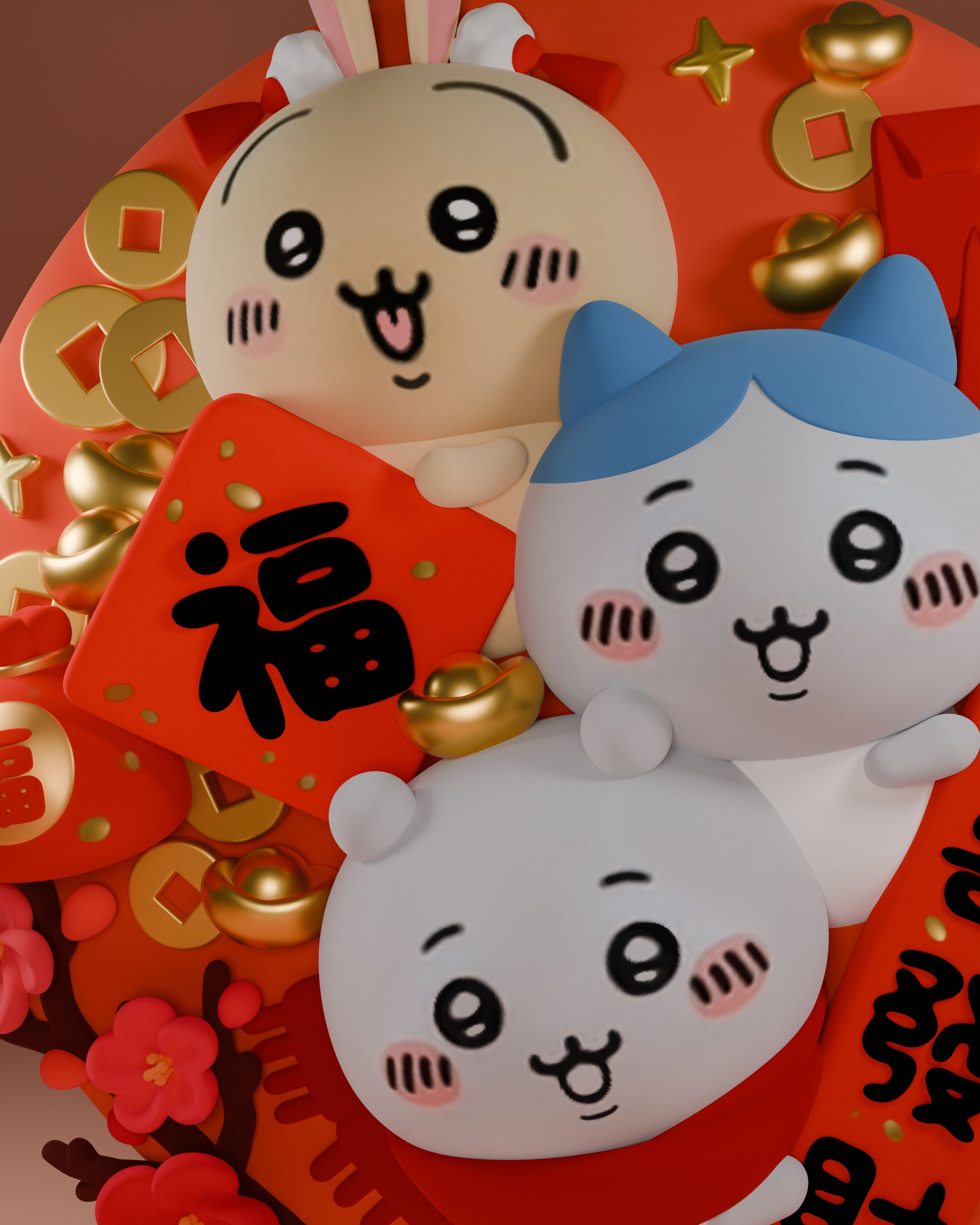 [Pre-sale] Work: Chiikawa celebrates the New Year Size: Height 10cm Width 10cm Depth 4cm (GK)