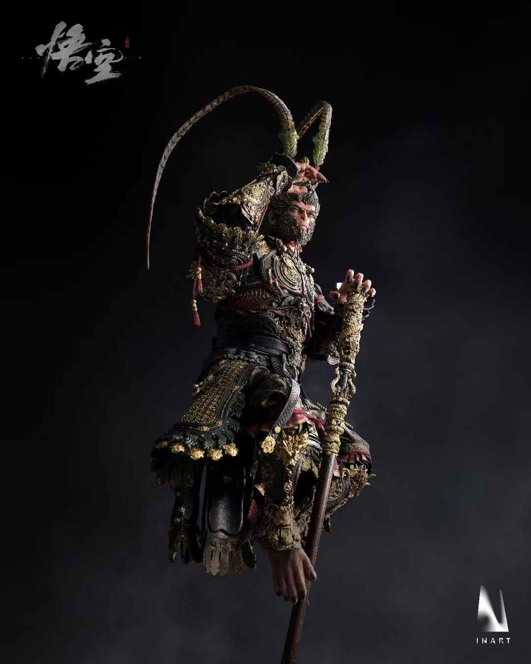 Pre-sale  INART-Black Myth Wukong-Destiny Man·Great Sage Golden Armor Set 1/6 Collectible Action Figure Work scale 1/6 (including Phoenix Wing Purple Gold Crown and base H40cm, W17cm, D20cm) (GK)-KWII-GK