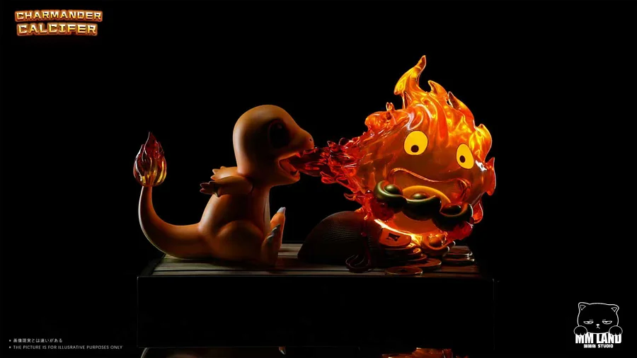 MMLAND Studio - Charmander and Calcifer Linkage Pokemon X Howl's Moving Castle  Statue